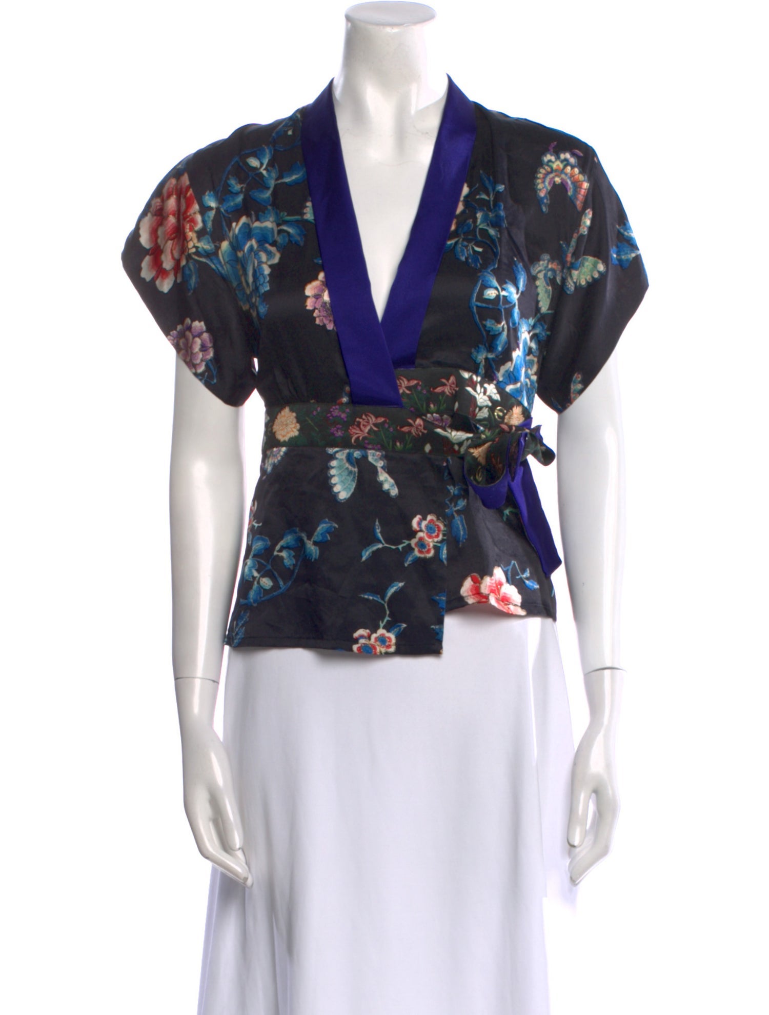 Just Cavalli Floral Print V-Neck Blouse
