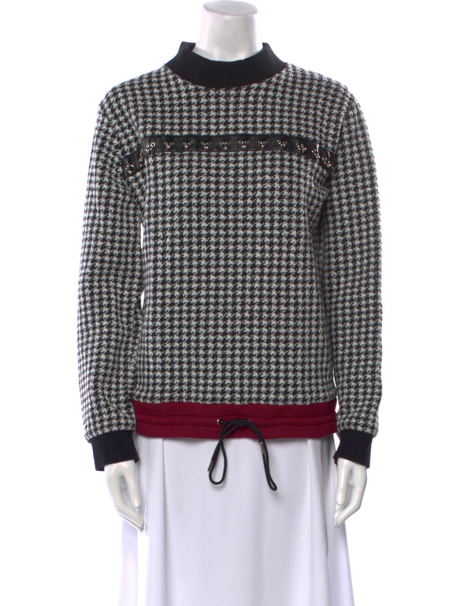 Just Cavalli Houndstooth Print Mock Neck Sweater