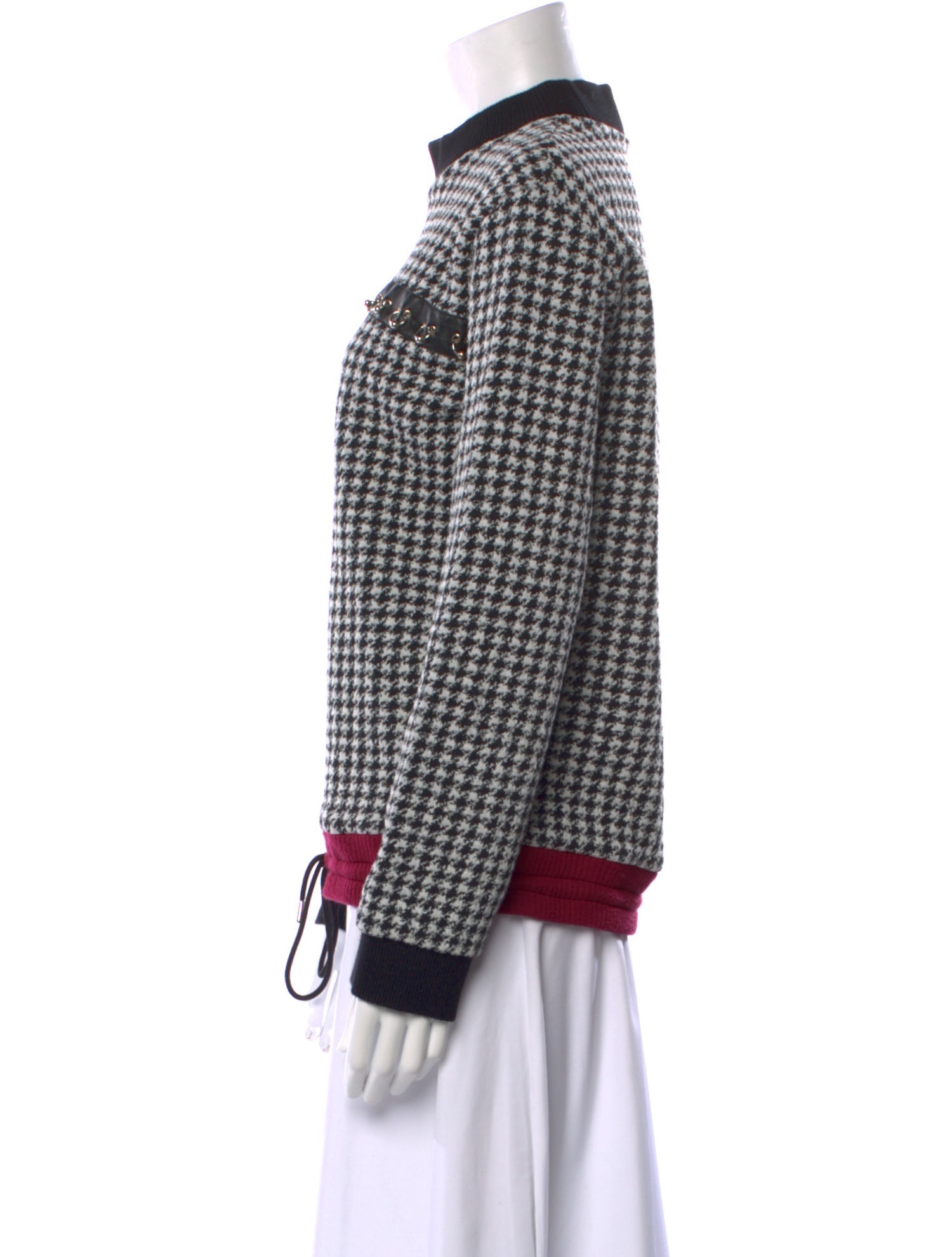 Just Cavalli Houndstooth Print Mock Neck Sweater