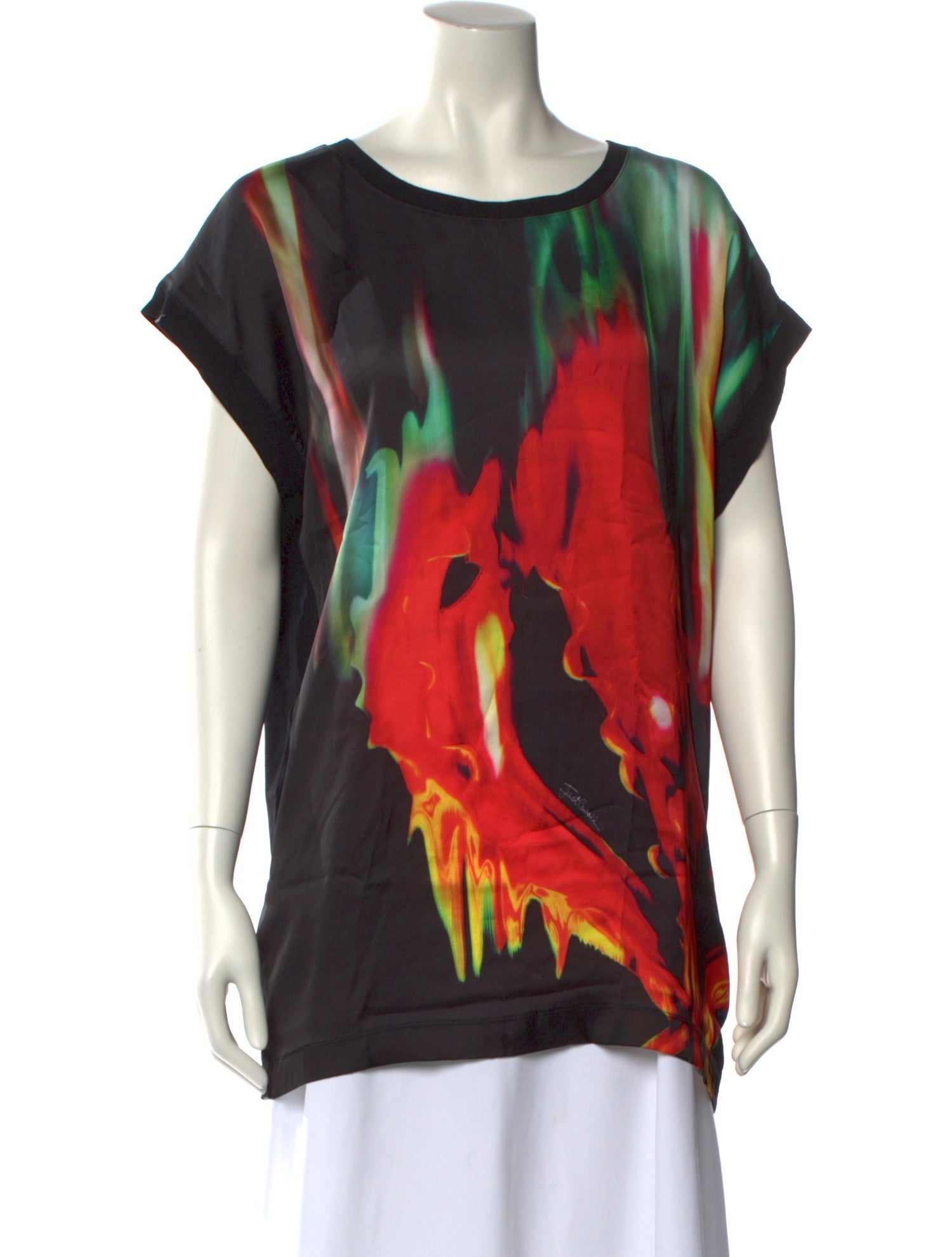 Just Cavalli Printed Bateau Neckline T-Shirt