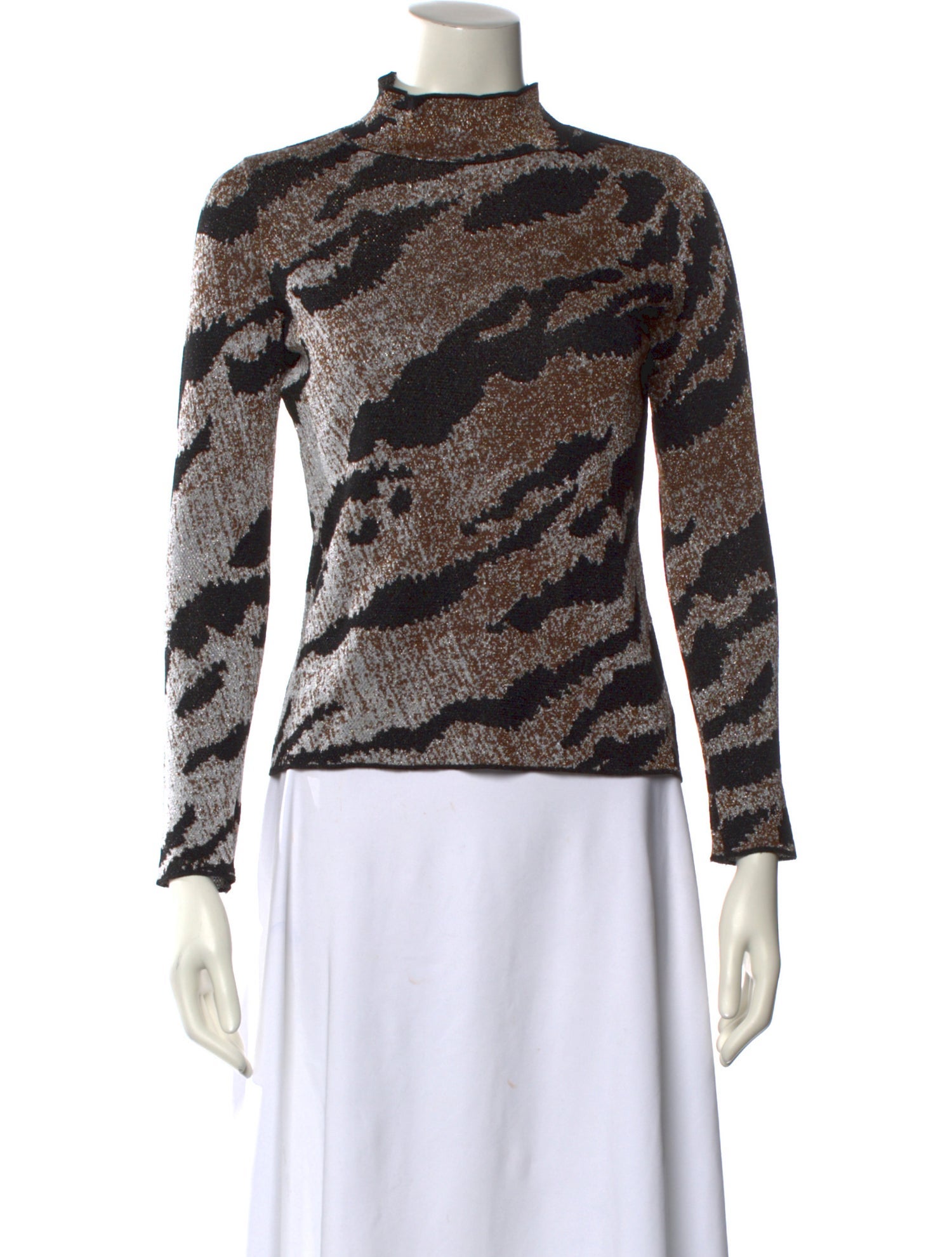 Just Cavalli Animal Print Mock Neck Sweatshirt