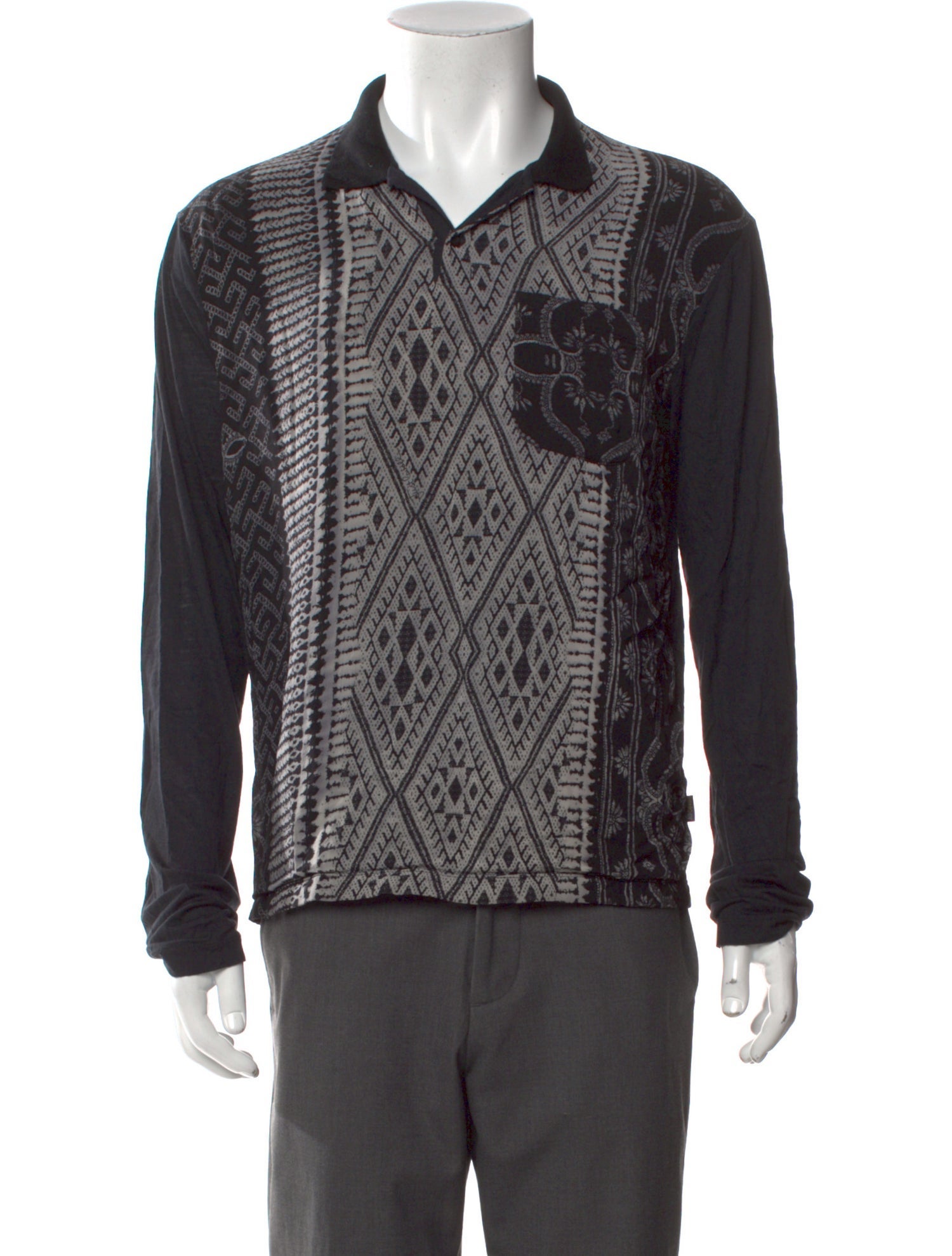 Just Cavalli Printed V-Neck Henley