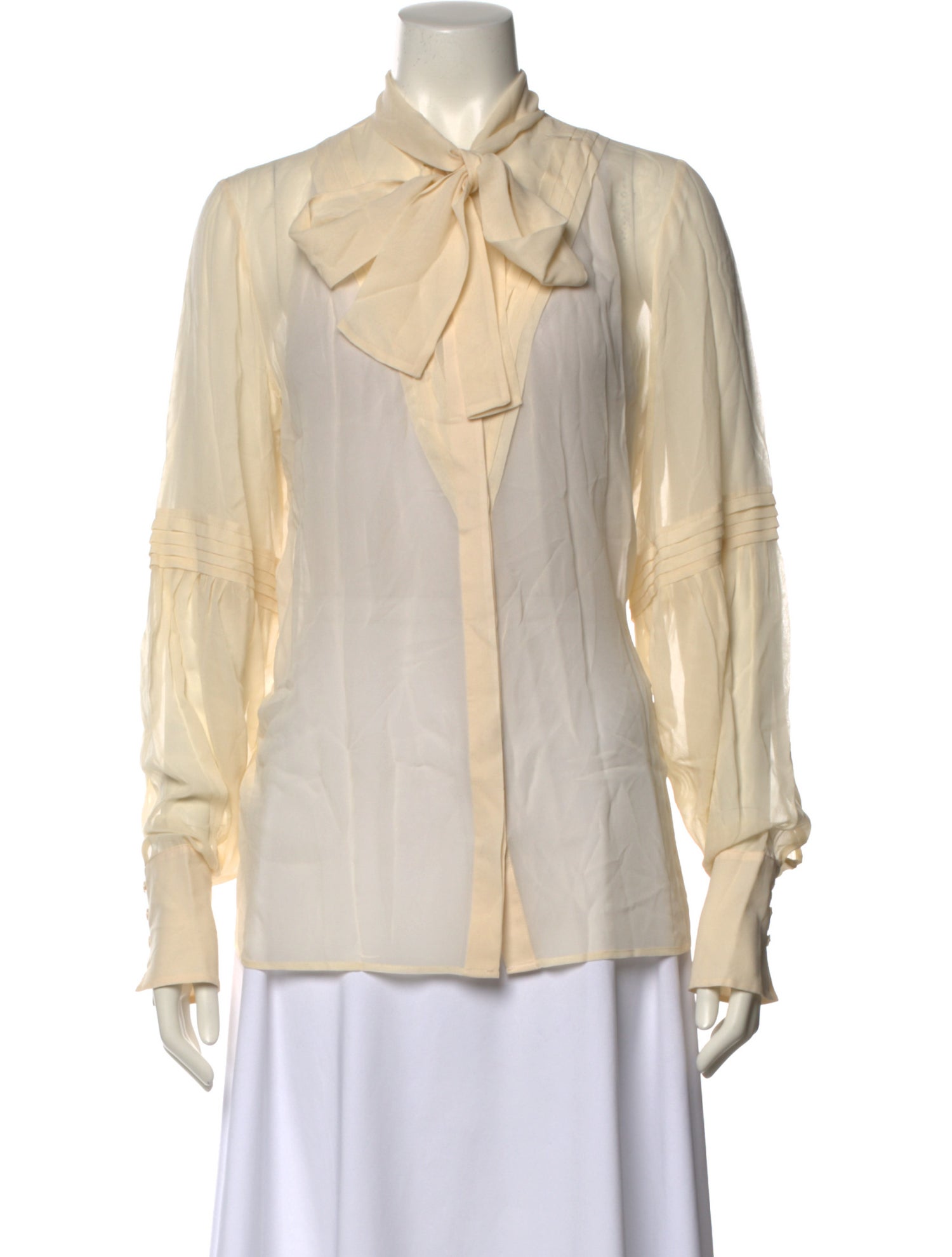 Just Cavalli Silk Tie Neck Button-Up Top