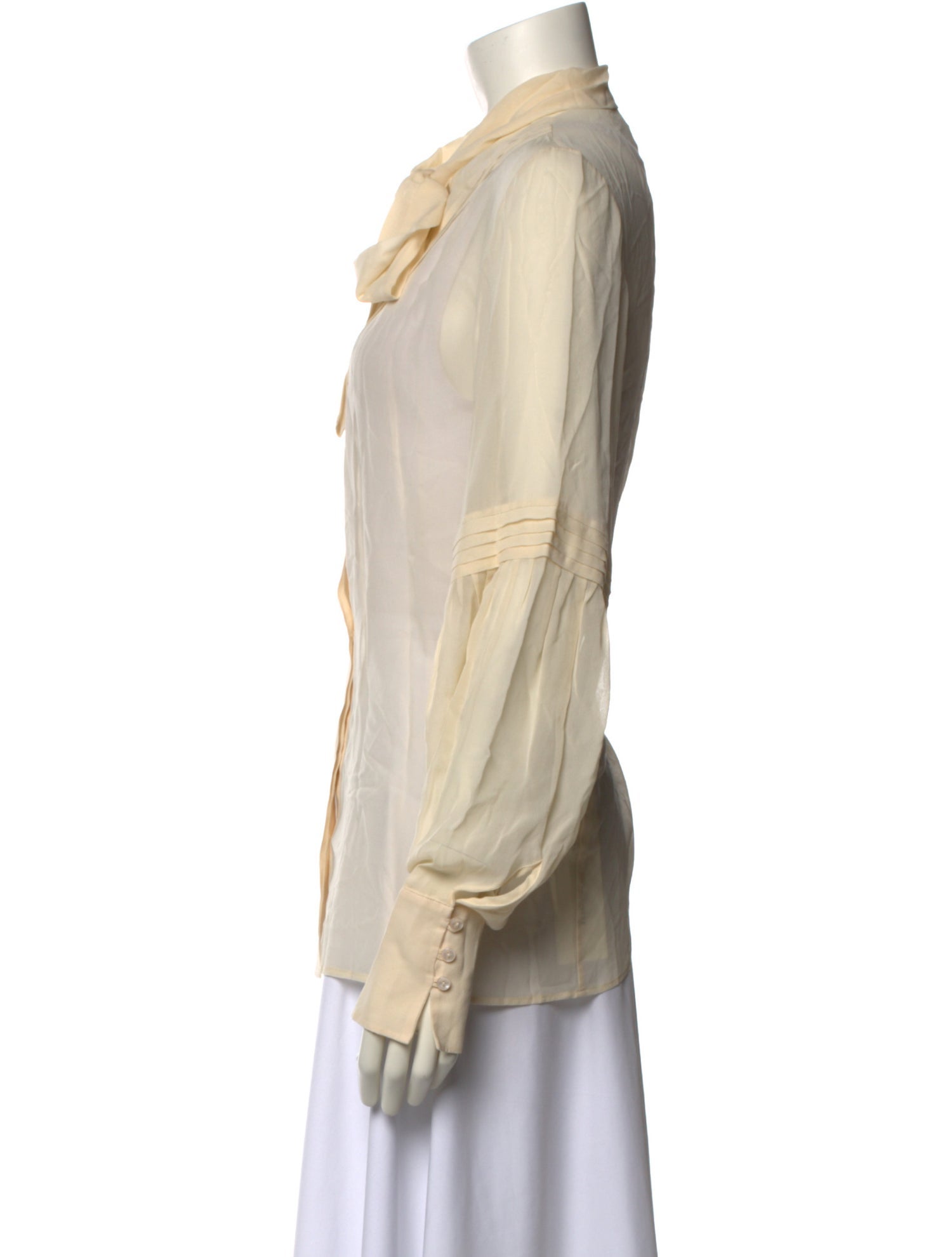 Just Cavalli Silk Tie Neck Button-Up Top