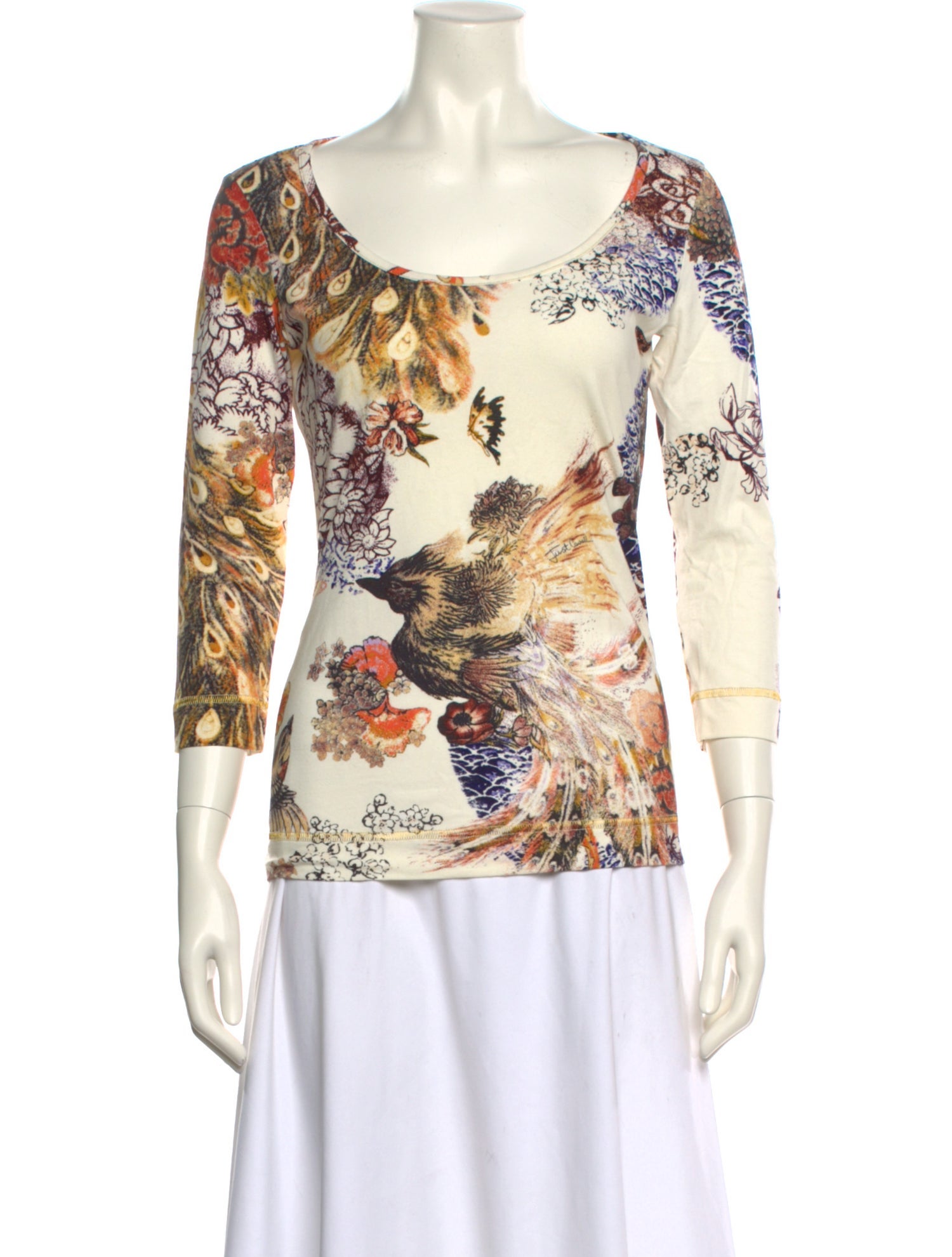 Just Cavalli Printed Scoop Neck Top w/ Tags