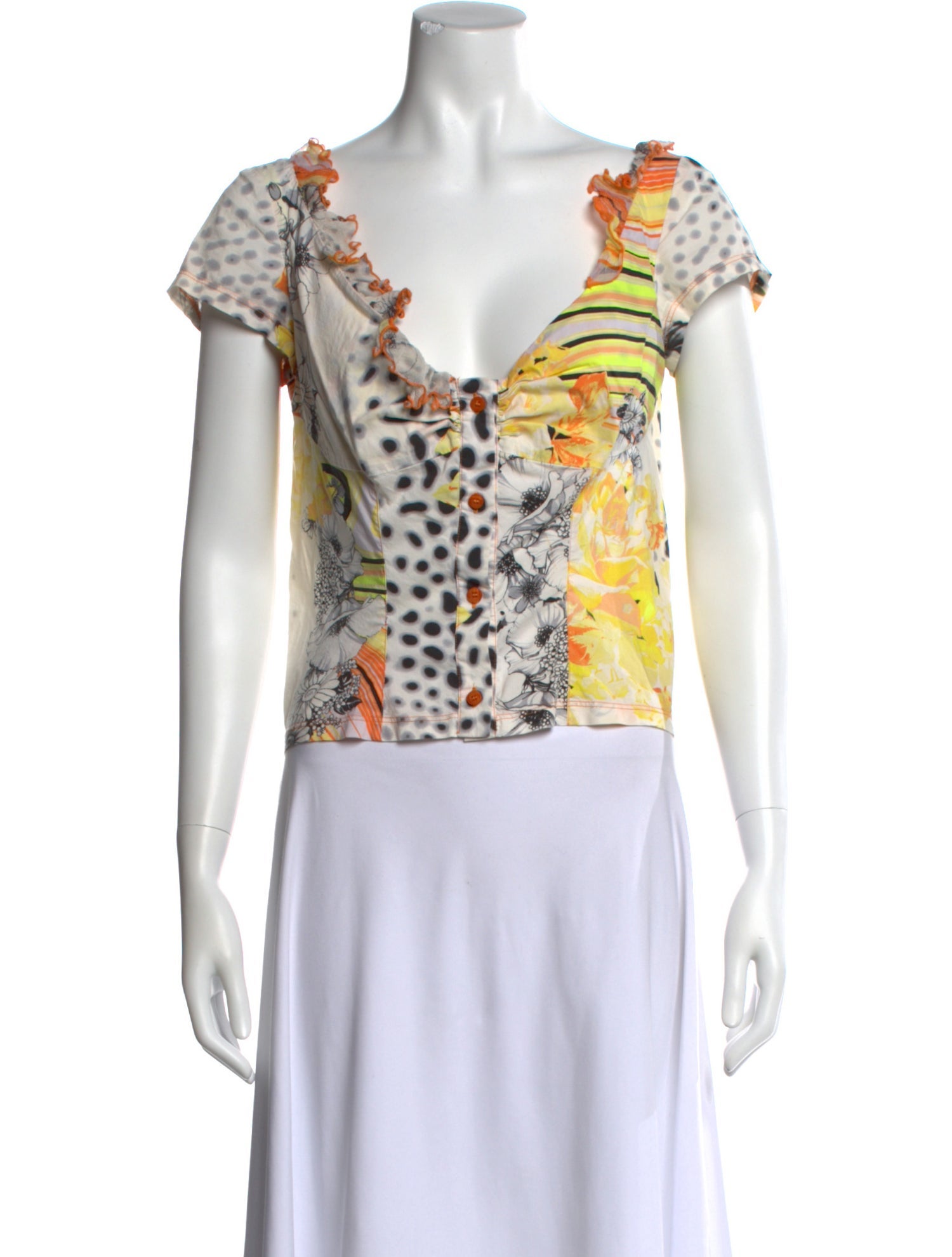 Just Cavalli Printed V-Neck Crop Top