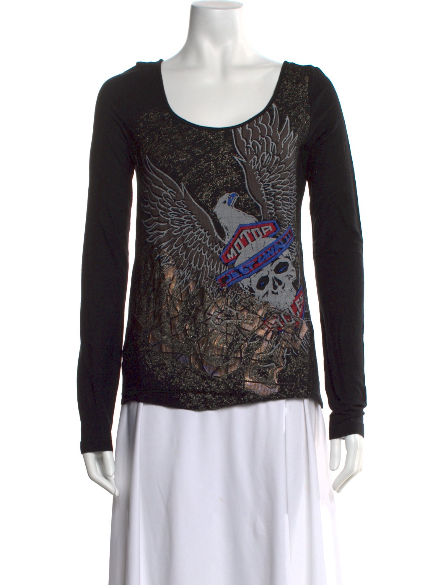 Just Cavalli Printed Scoop Neck Top