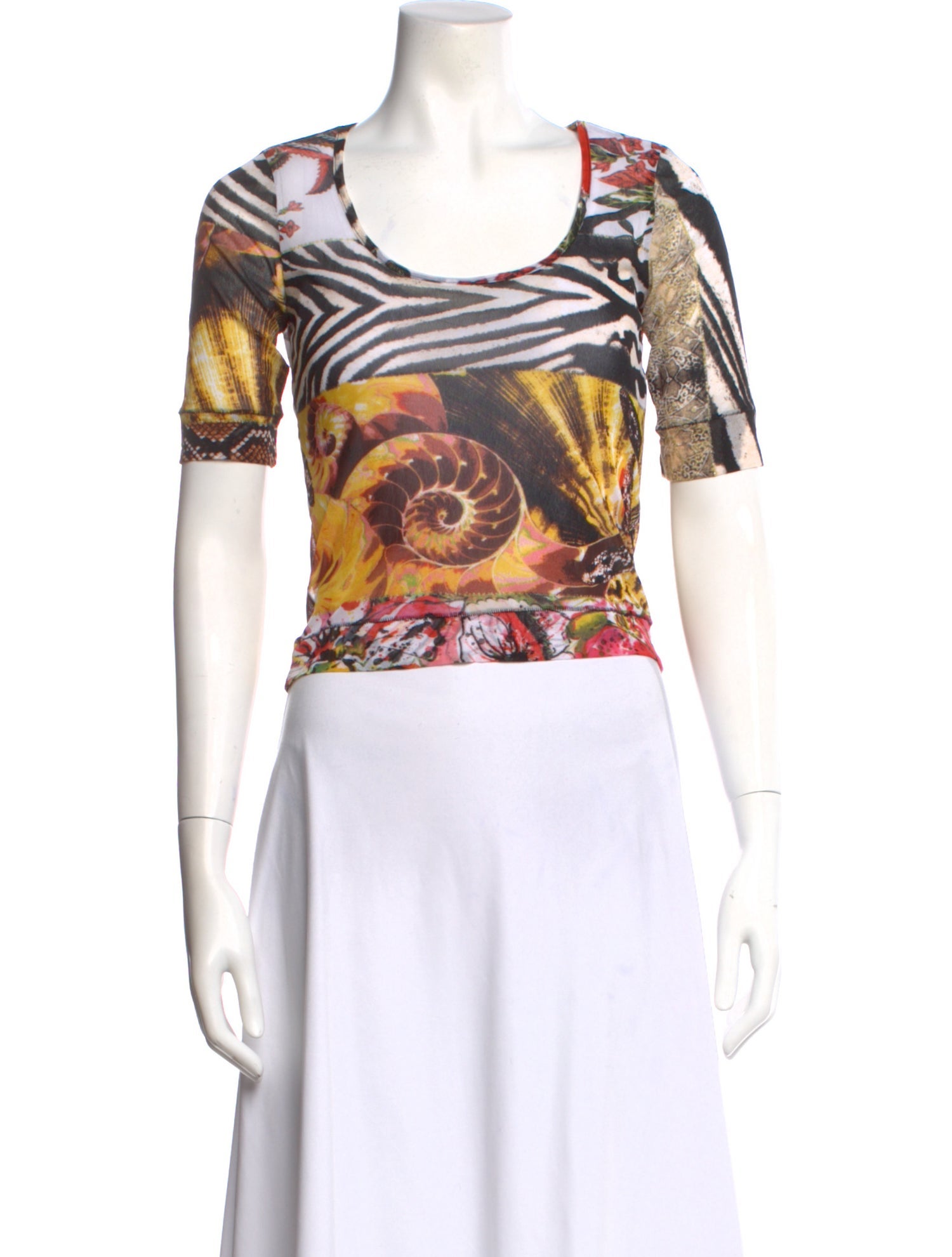 Just Cavalli Printed Scoop Neck Sweater