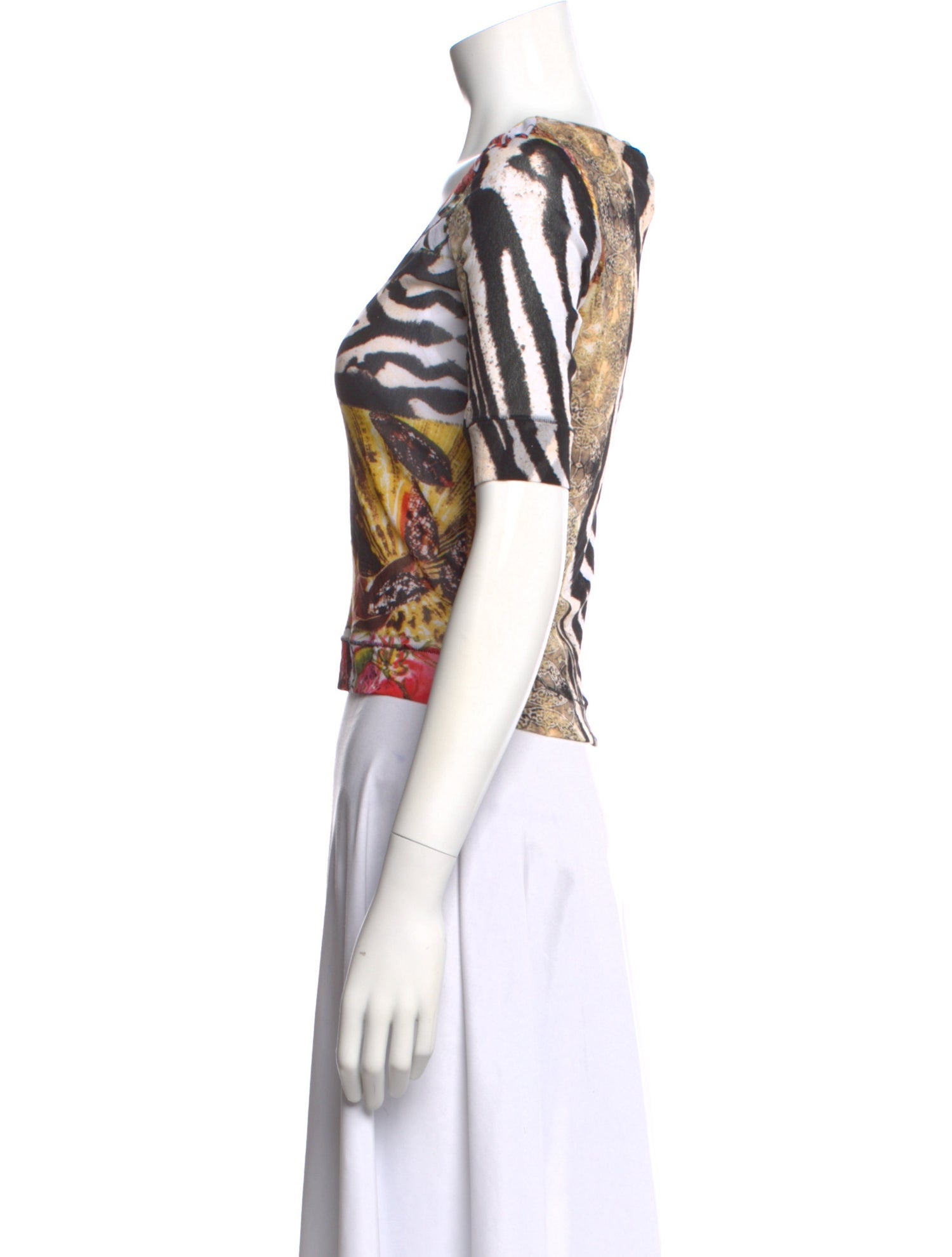 Just Cavalli Printed Scoop Neck Sweater