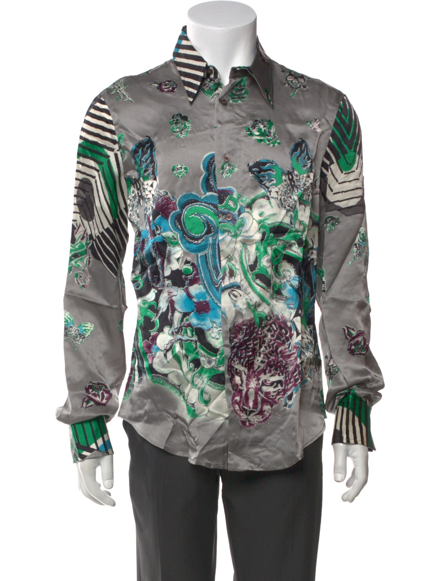 Just Cavalli 2000's Silk Denim Shirt