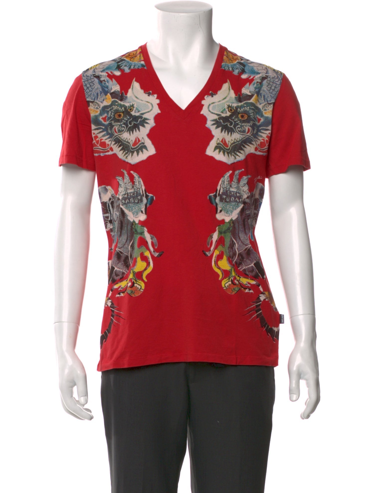 Just Cavalli Floral Print V-Neck T-Shirt