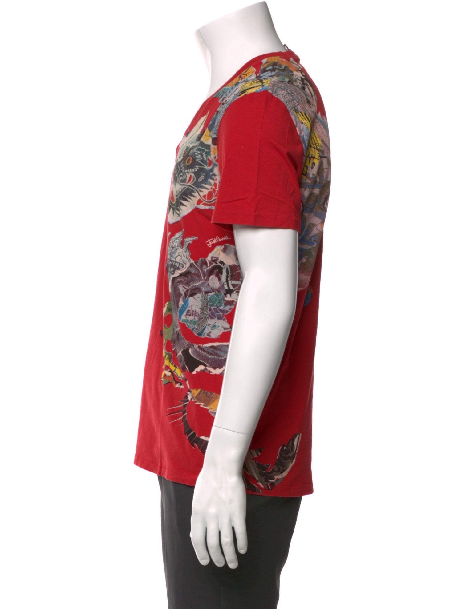 Just Cavalli Floral Print V-Neck T-Shirt