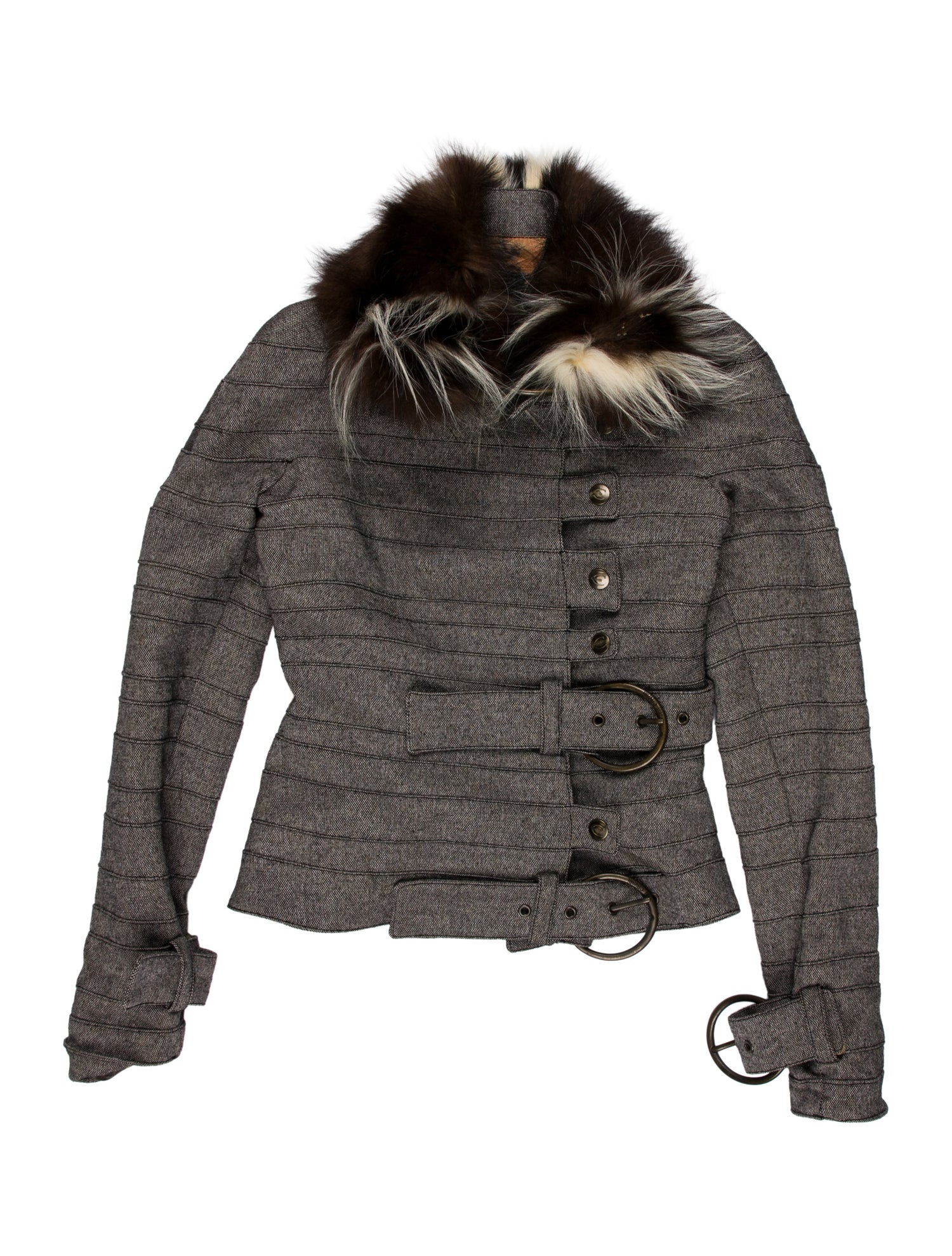 Just Cavalli Striped Fur Jacket