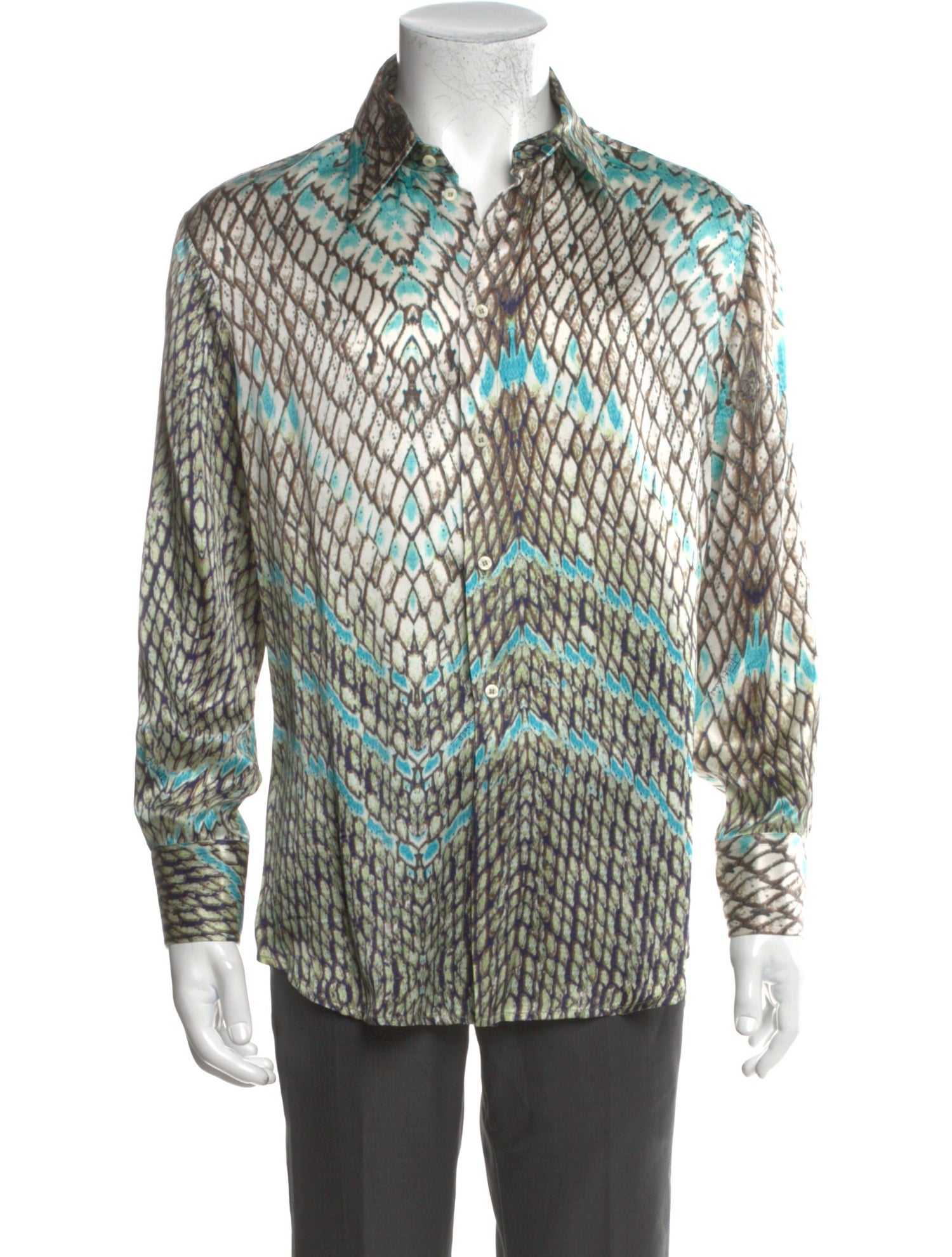 Just Cavalli Silk Animal Print Shirt