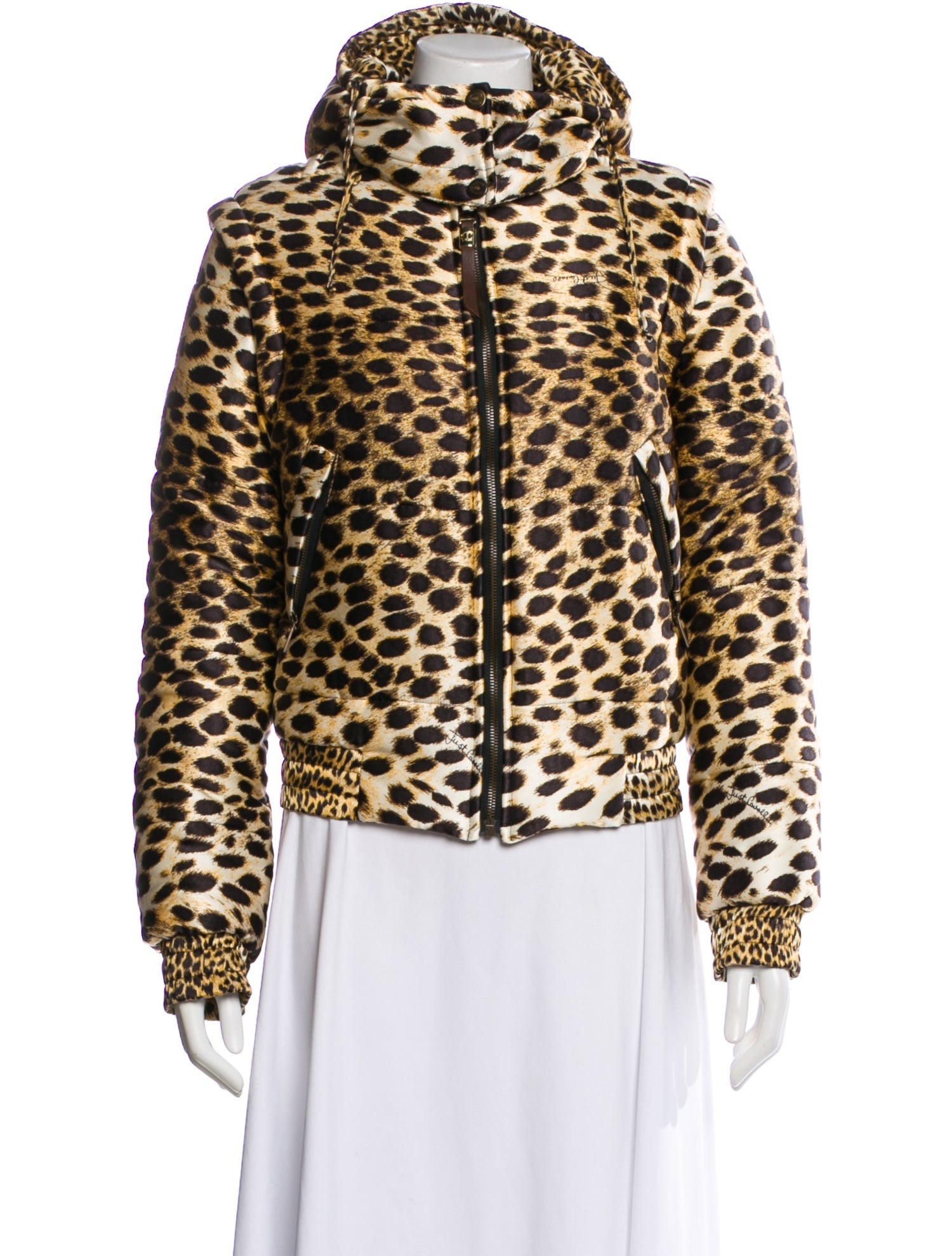 Just Cavalli Silk Animal Print Faux Fur Jacket