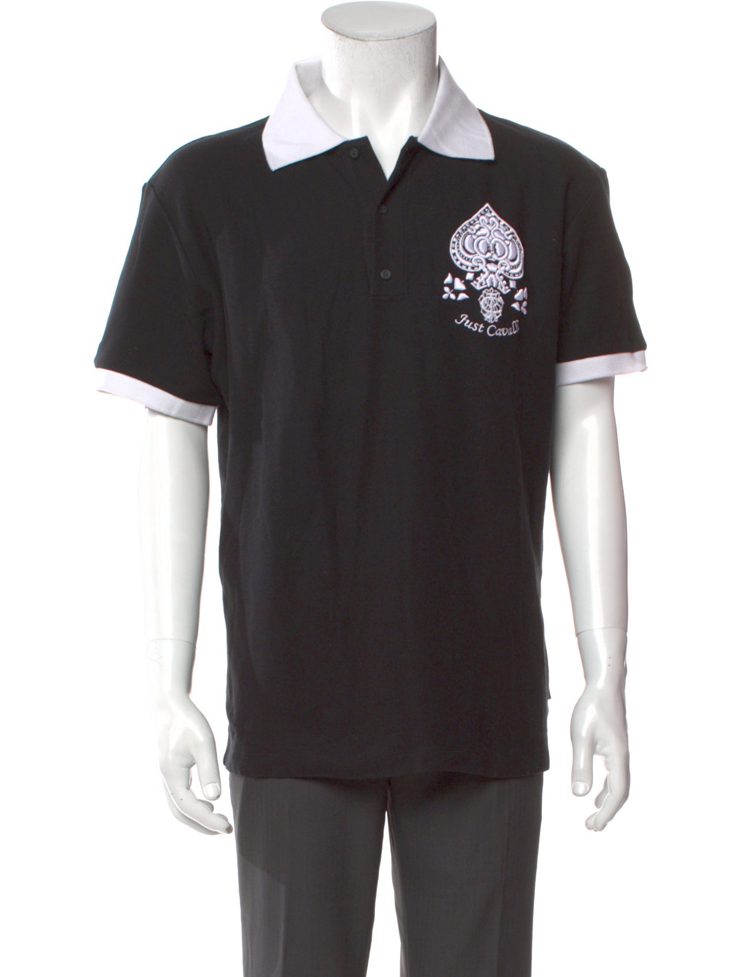 Just Cavalli Graphic Print Crew Neck Polo Shirt
