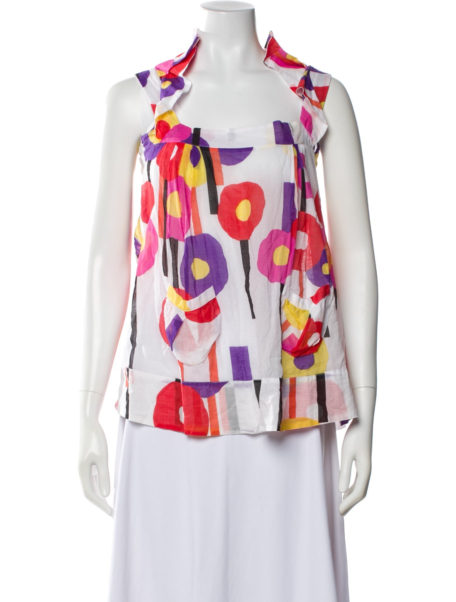 Just Cavalli Floral Print Square Neckline Top