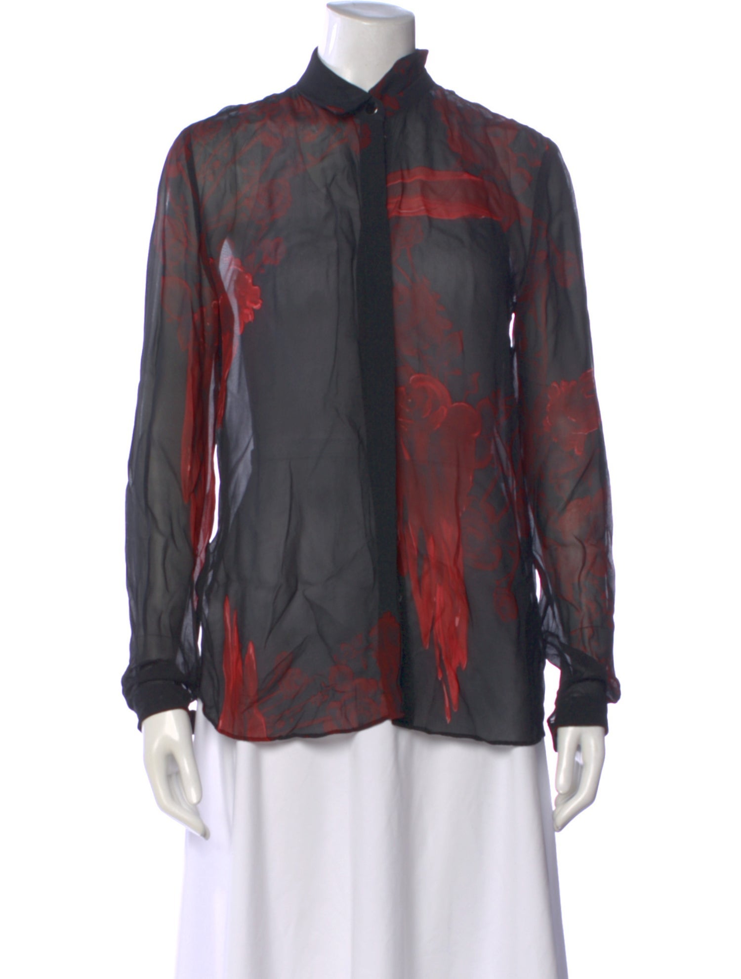 Just Cavalli Floral Print Long Sleeve Blouse