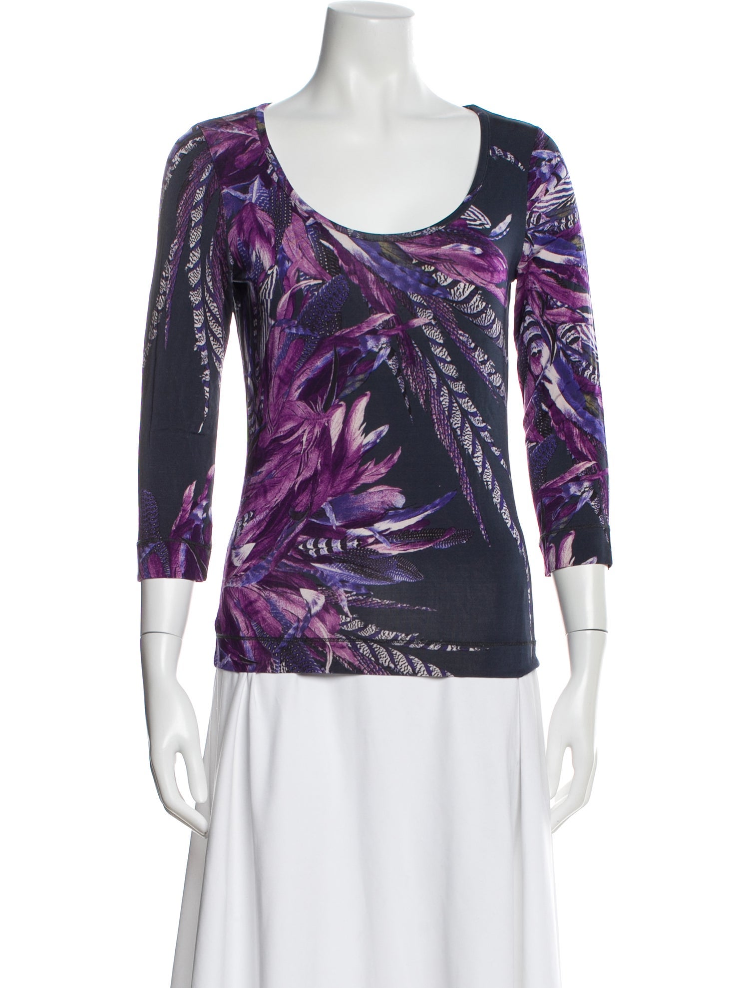 Just Cavalli Floral Print Scoop Neck Top
