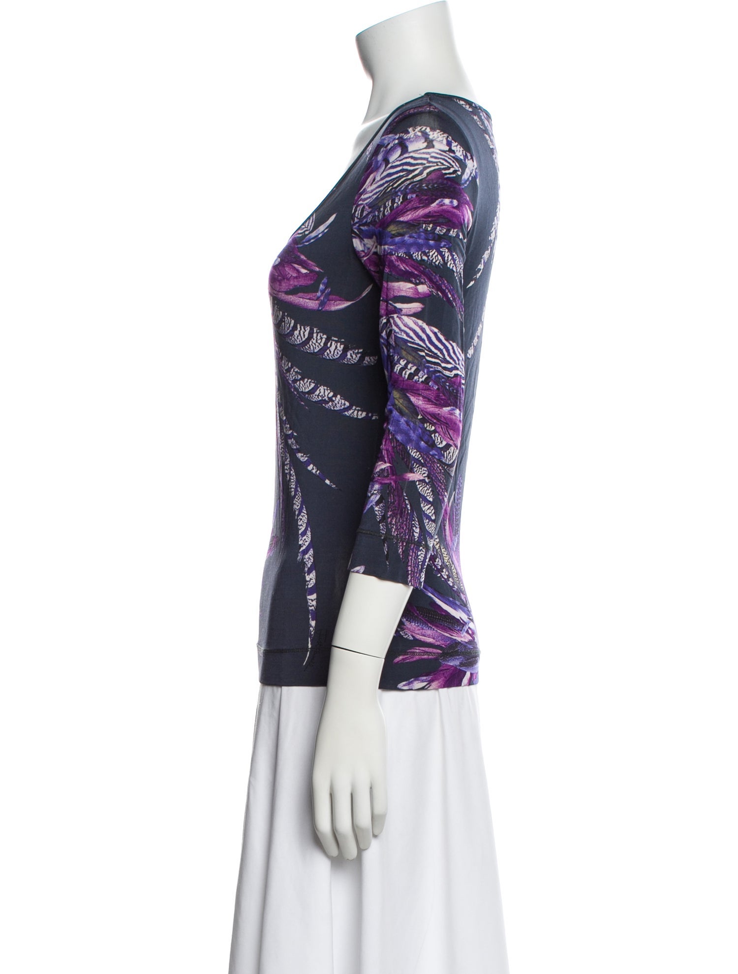 Just Cavalli Floral Print Scoop Neck Top