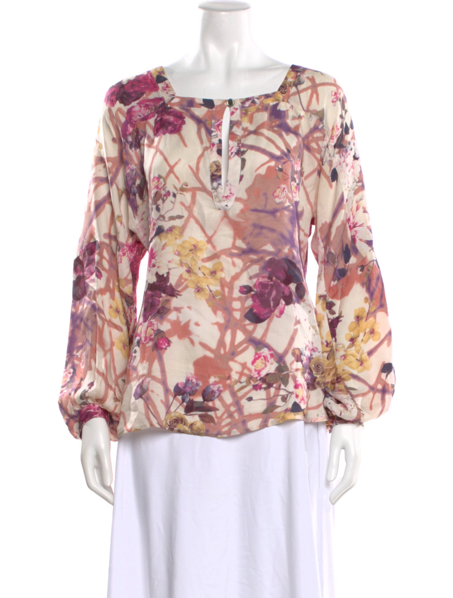 Just Cavalli Silk Floral Print Blouse