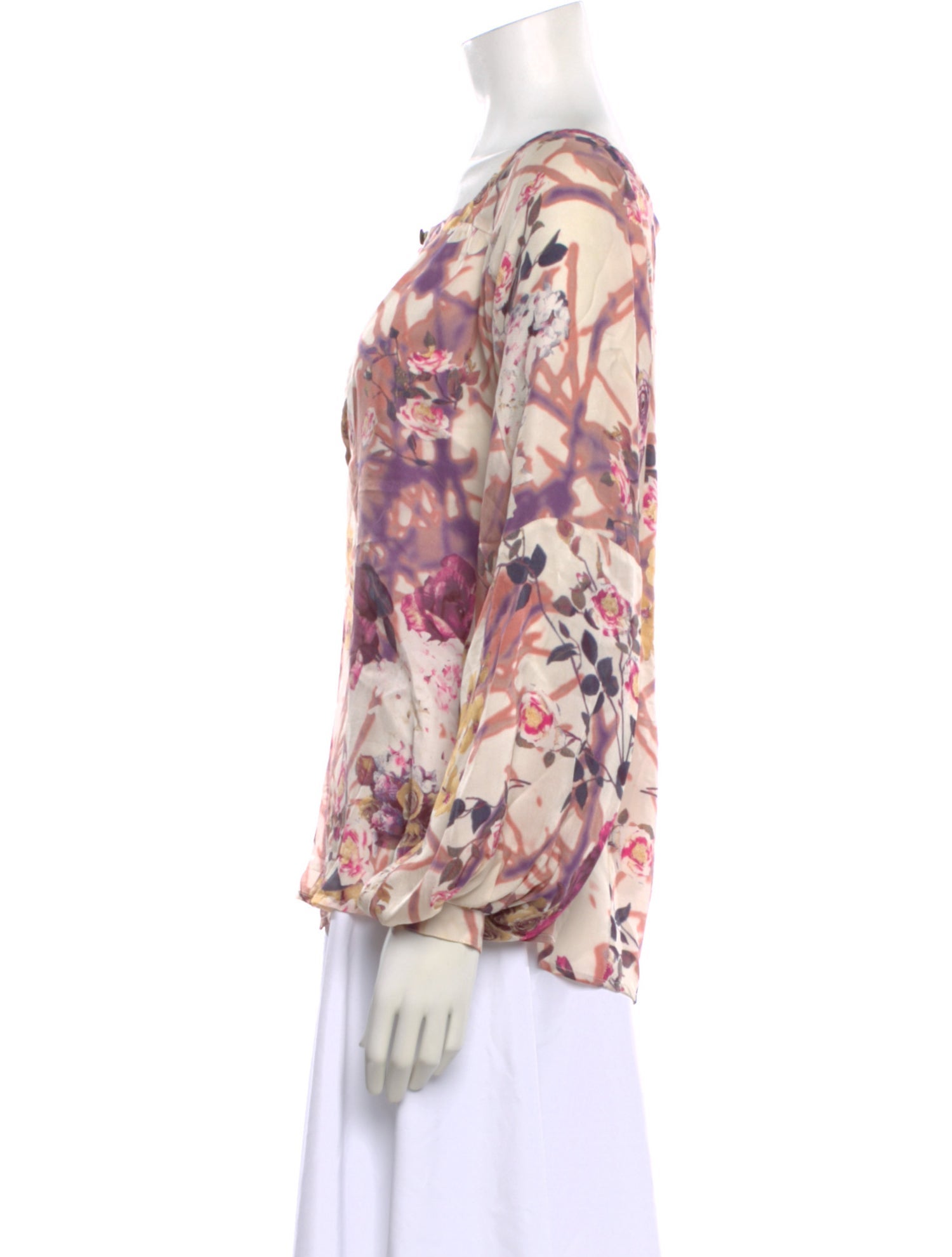 Just Cavalli Silk Floral Print Blouse