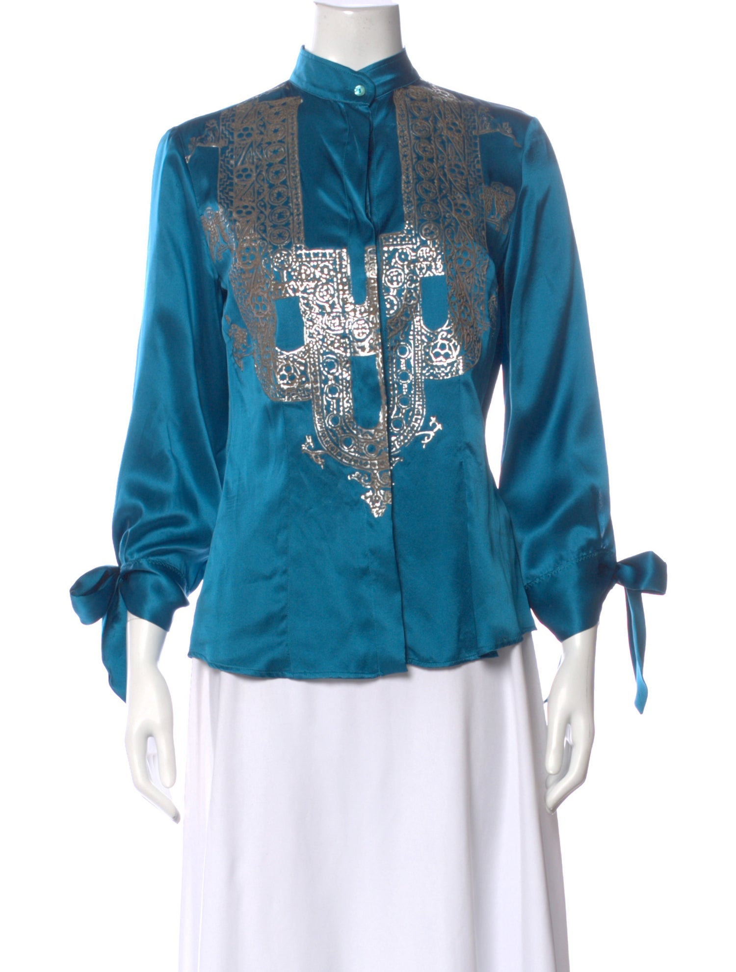 Just Cavalli Silk Graphic Print Blouse w/ Tags