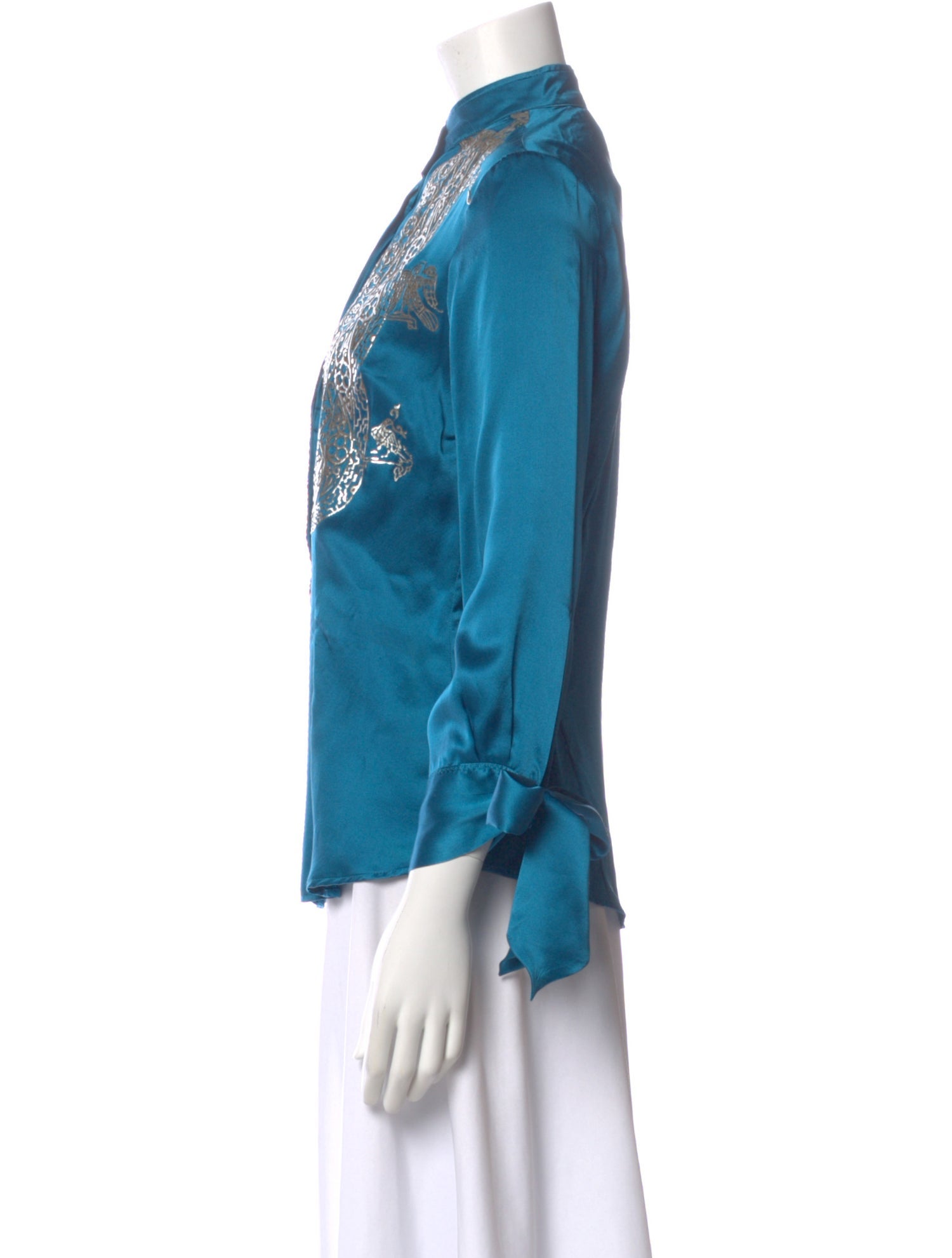 Just Cavalli Silk Graphic Print Blouse w/ Tags