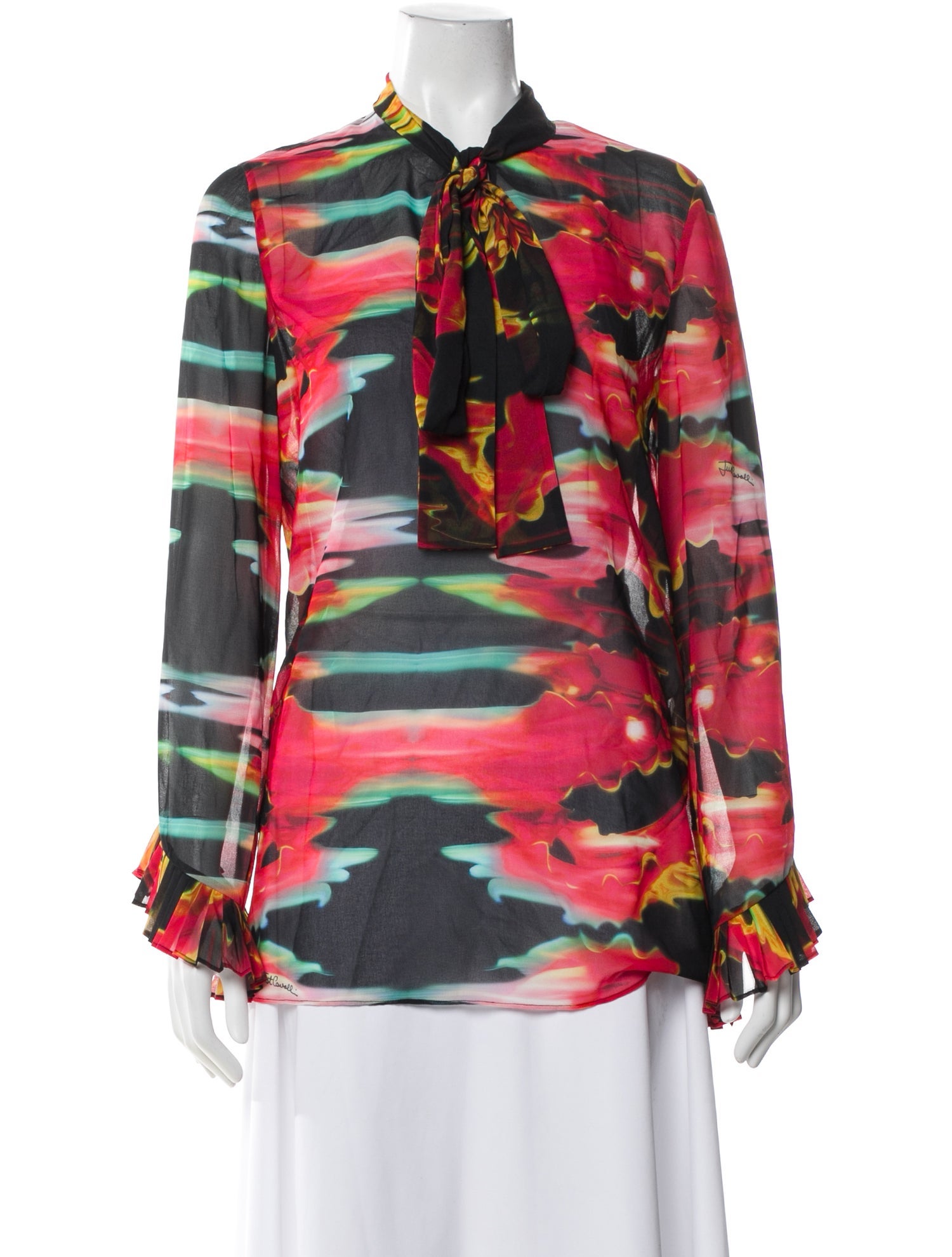 Just Cavalli Printed Tie Neck Blouse w/ Tags