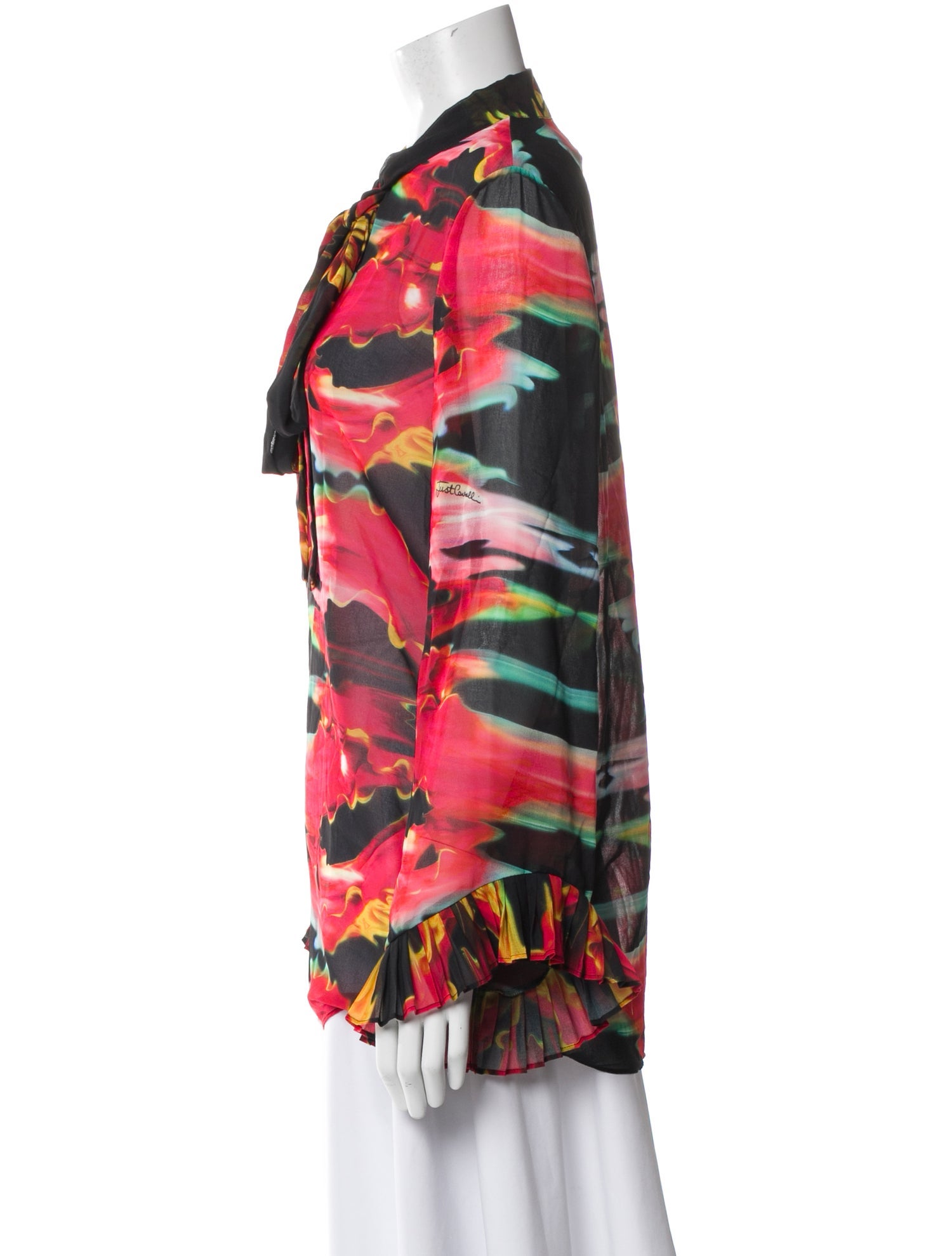 Just Cavalli Printed Tie Neck Blouse w/ Tags