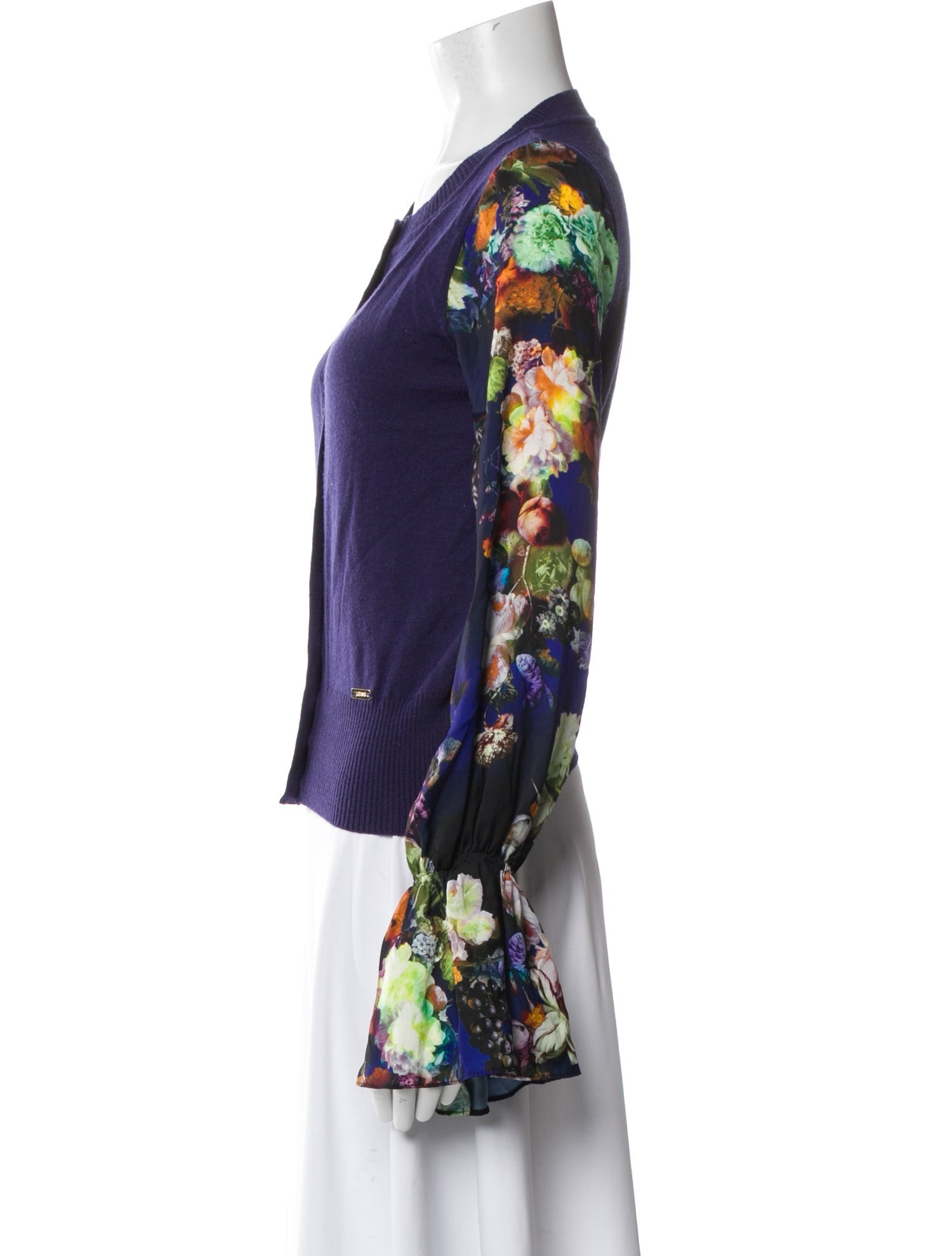 Just Cavalli Virgin Wool Floral Print Sweater