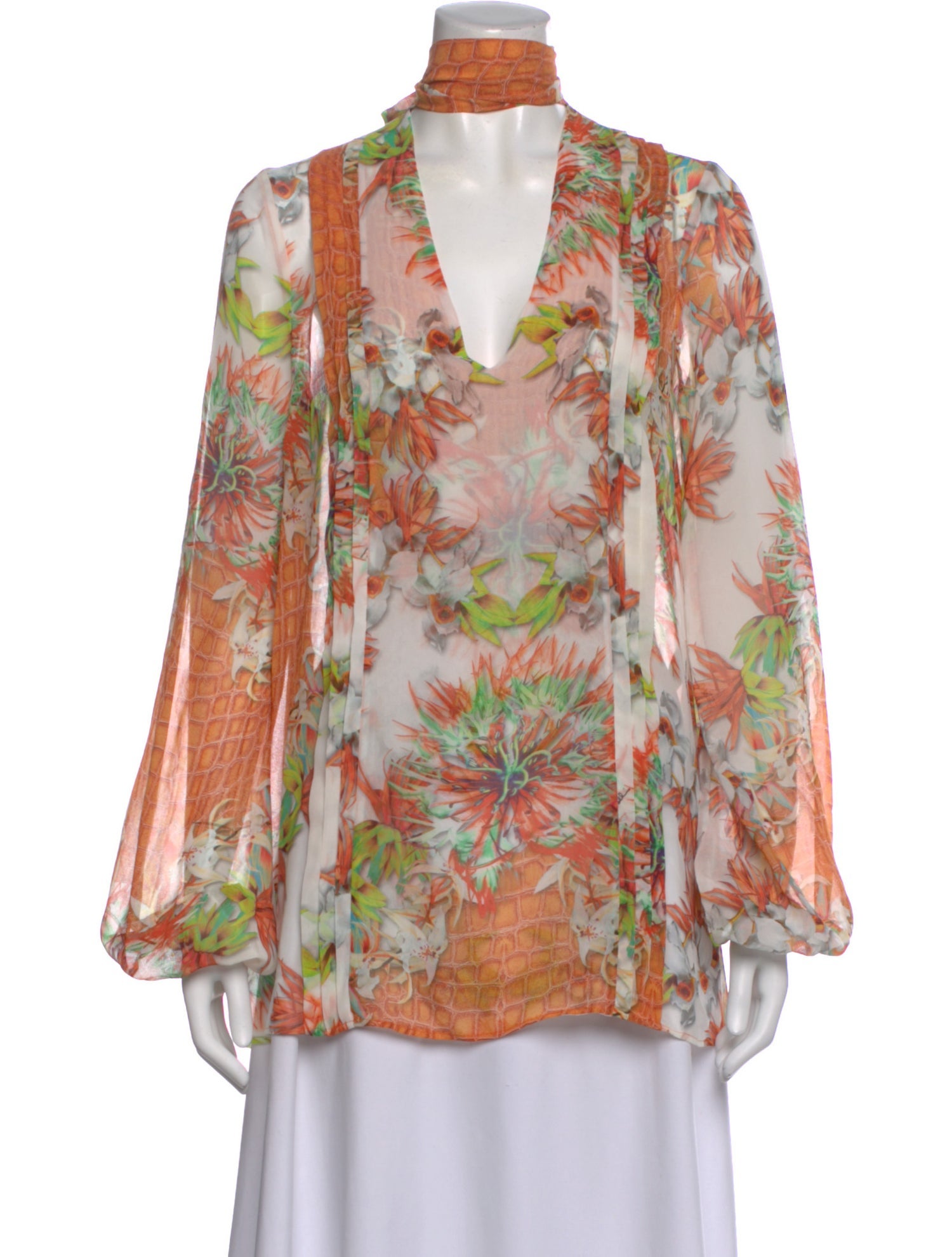 Just Cavalli Floral Print V-Neck Blouse