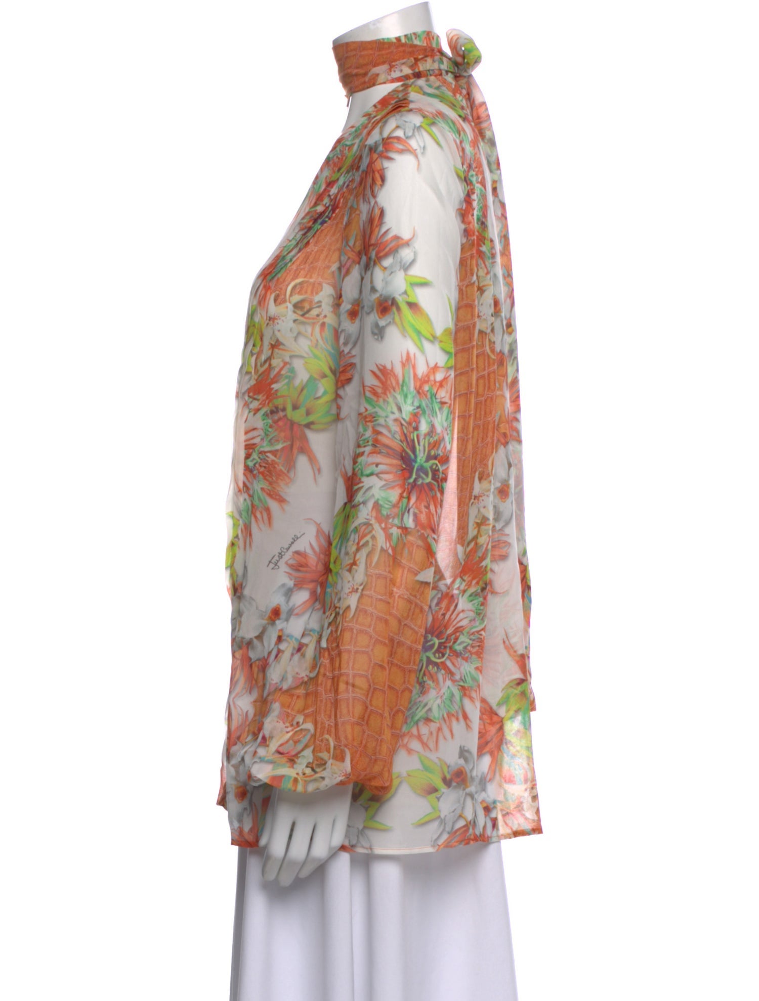 Just Cavalli Floral Print V-Neck Blouse