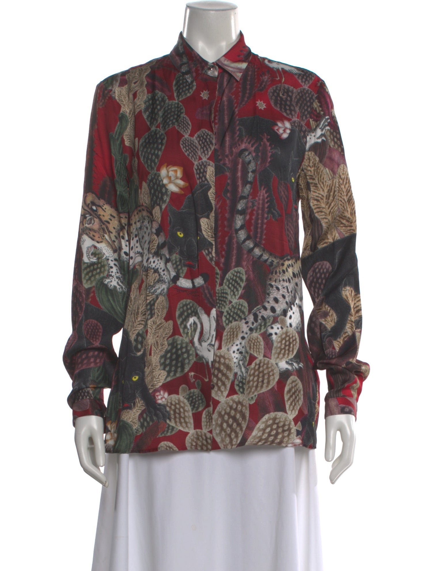 Just Cavalli Graphic Print Long Sleeve Blouse