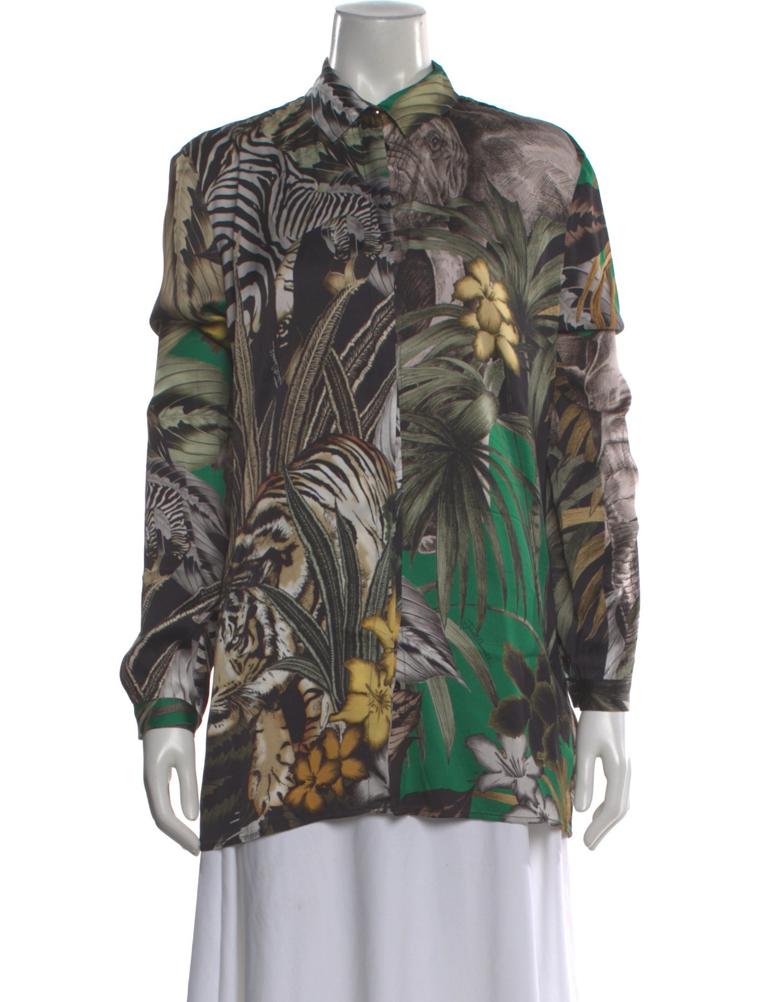 Just Cavalli Animal Print Long Sleeve Blouse