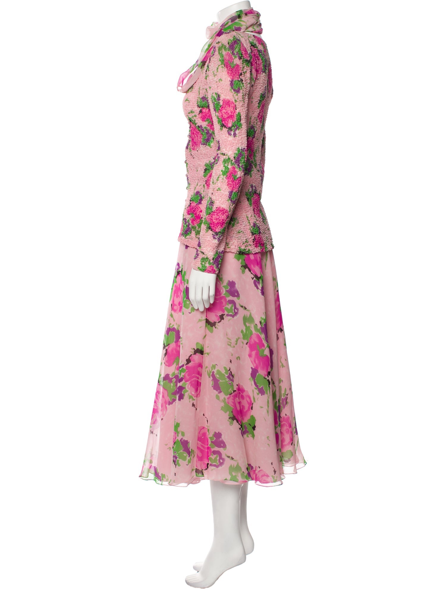 Judy Hornby Printed Pleated Accents Skirt Suit