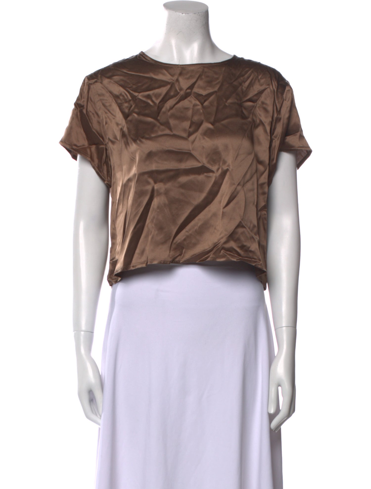 Judy Hornby Silk Scoop Neck Crop Top