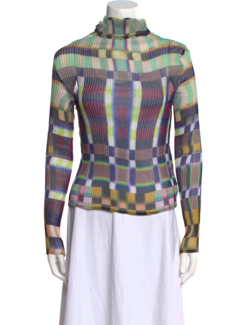 Julia Heuer Plaid Print Turtleneck Blouse