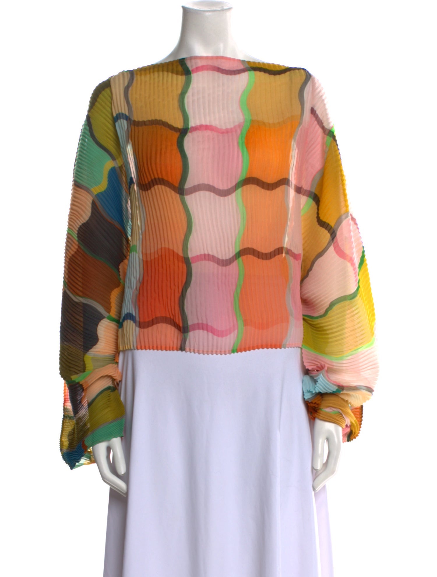 Julia Heuer Printed Bateau Neckline Blouse