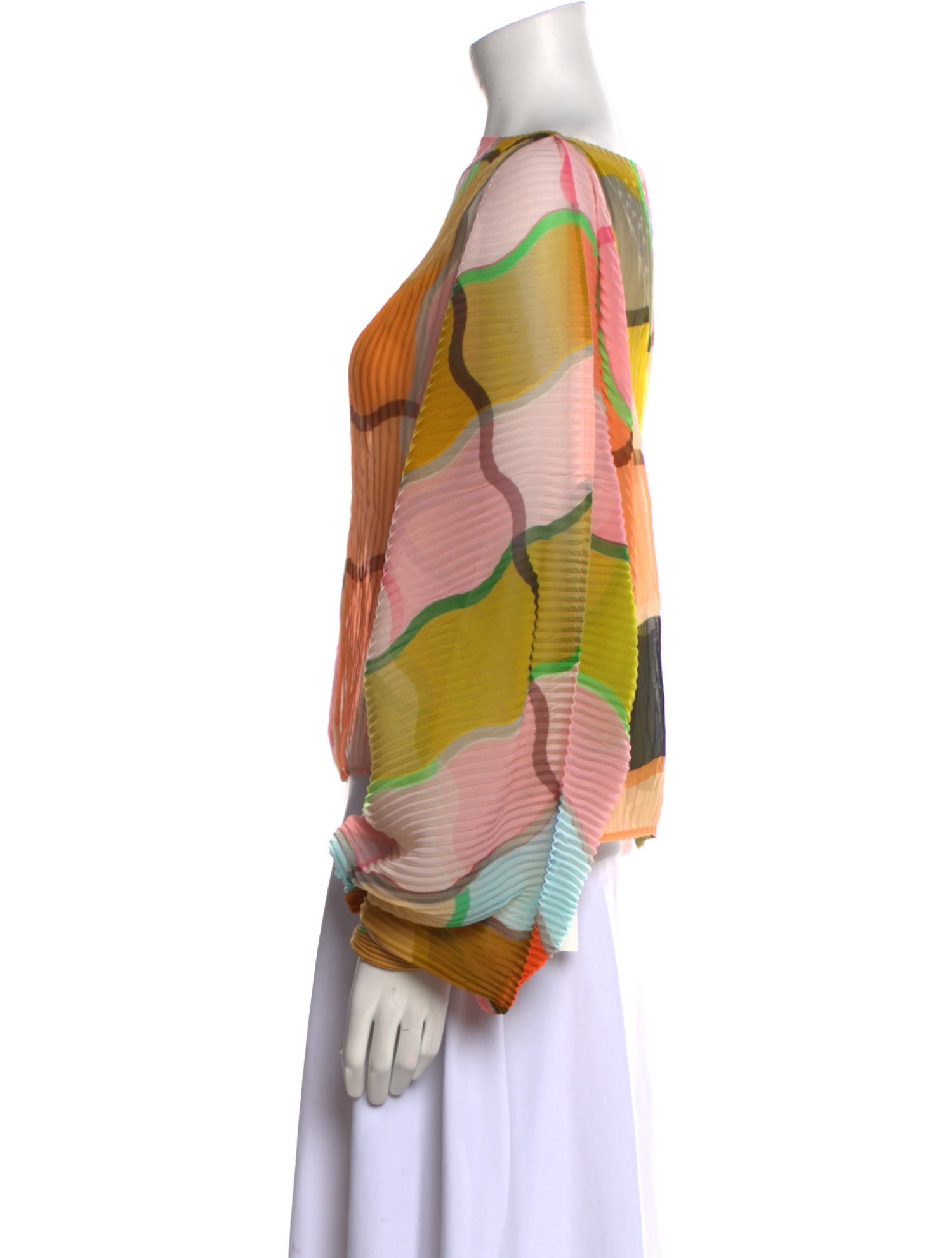 Julia Heuer Printed Bateau Neckline Blouse