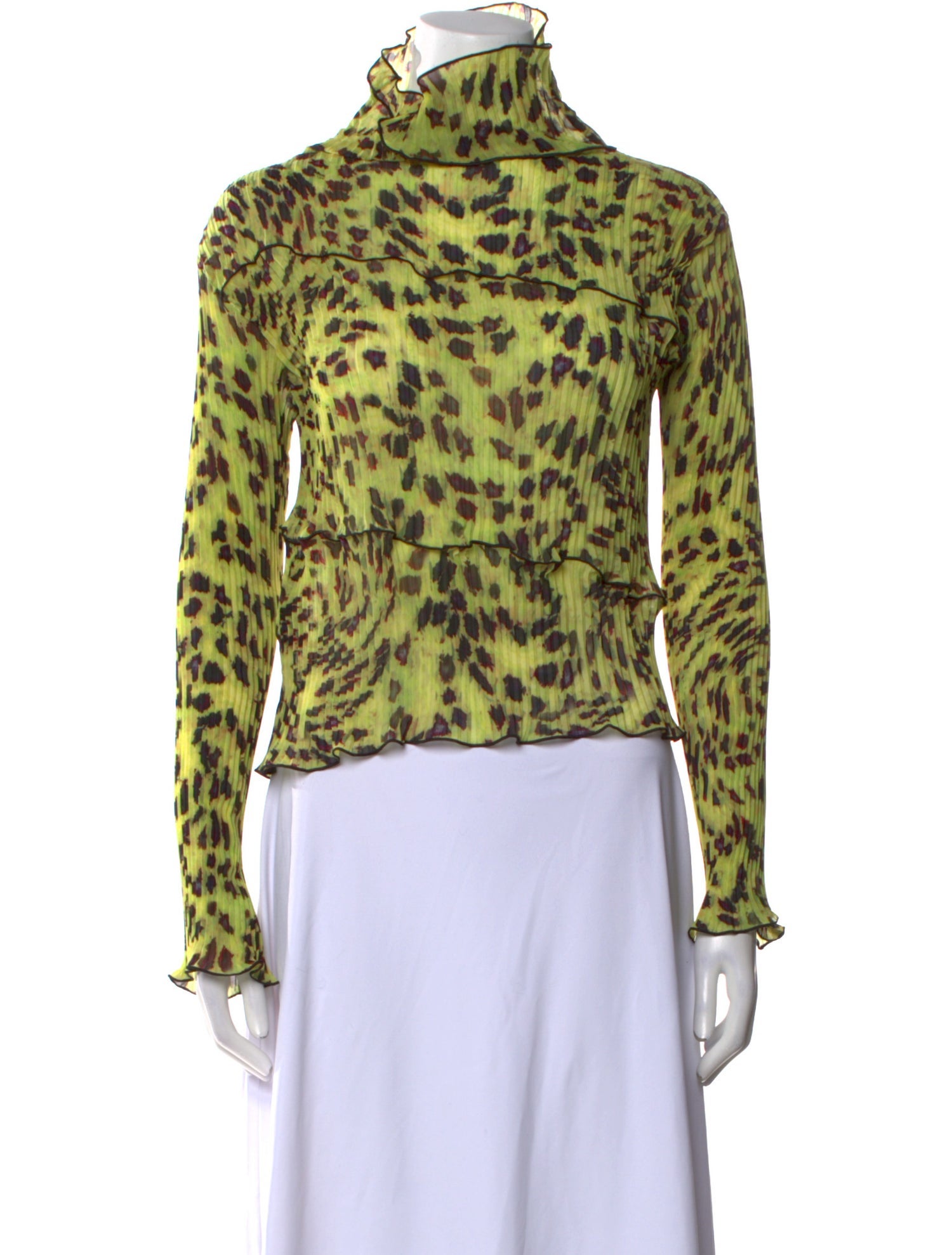 Julia Heuer Animal Print Turtleneck Blouse