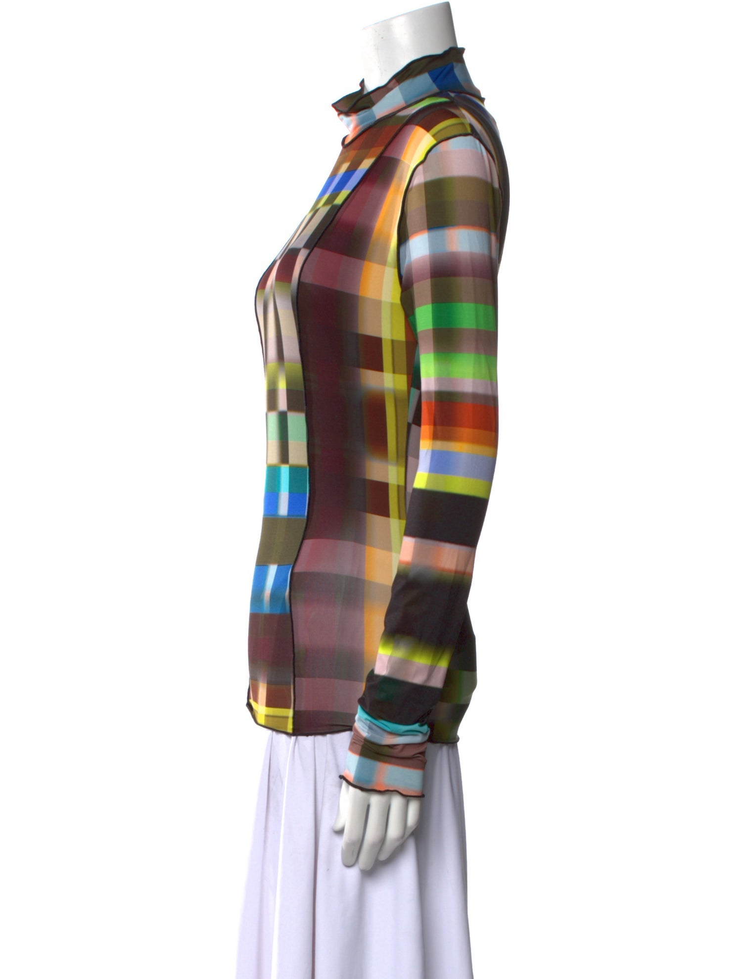 Julia Heuer Plaid Print Turtleneck Top