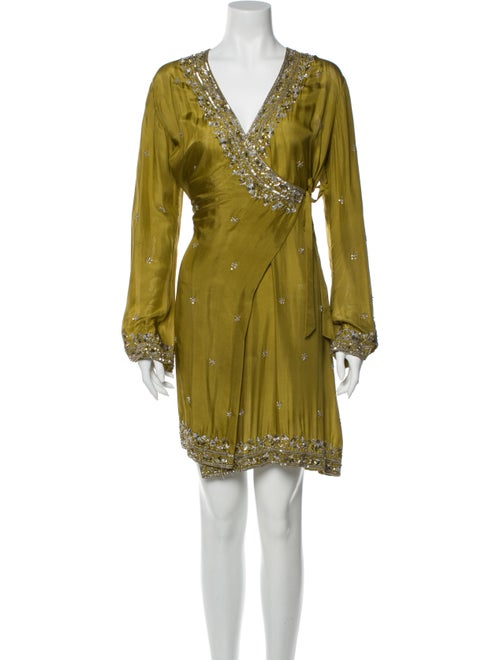 Juliet Dunn Silk Mini Dress Green