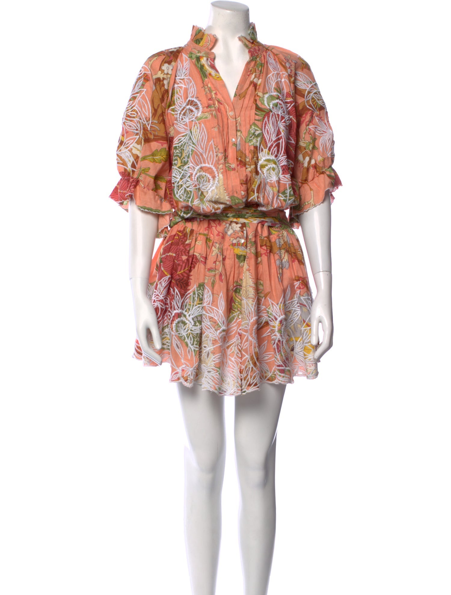 Juliet Dunn Floral Print Knee-Length Dress