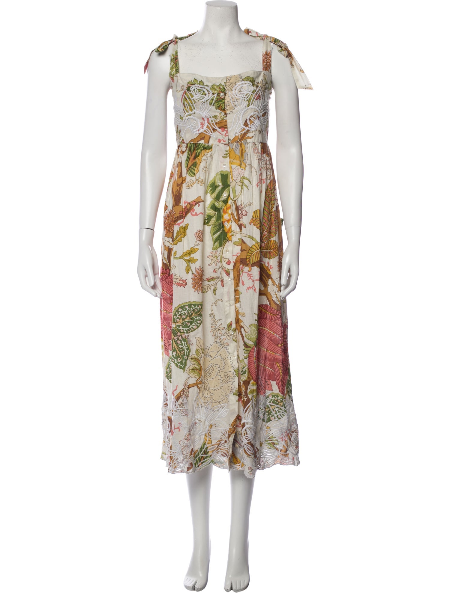 Juliet Dunn Floral Print Midi Length Dress