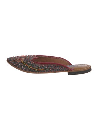 Juliet Dunn Floral Print Sequin Embellishments Mules