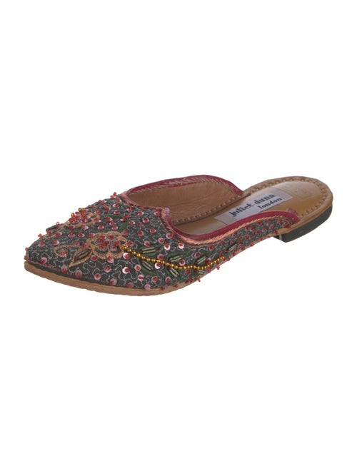 Juliet Dunn Floral Print Sequin Embellishments Mules