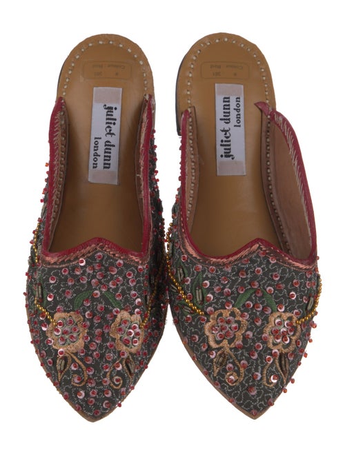 Juliet Dunn Floral Print Sequin Embellishments Mules
