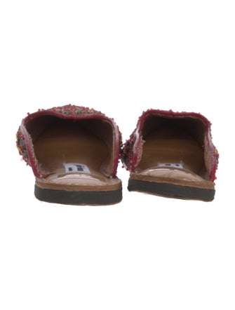 Juliet Dunn Floral Print Sequin Embellishments Mules