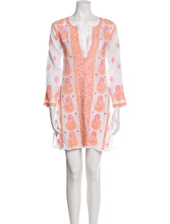 Juliet Dunn Printed Embroidered Accent Cover-Up